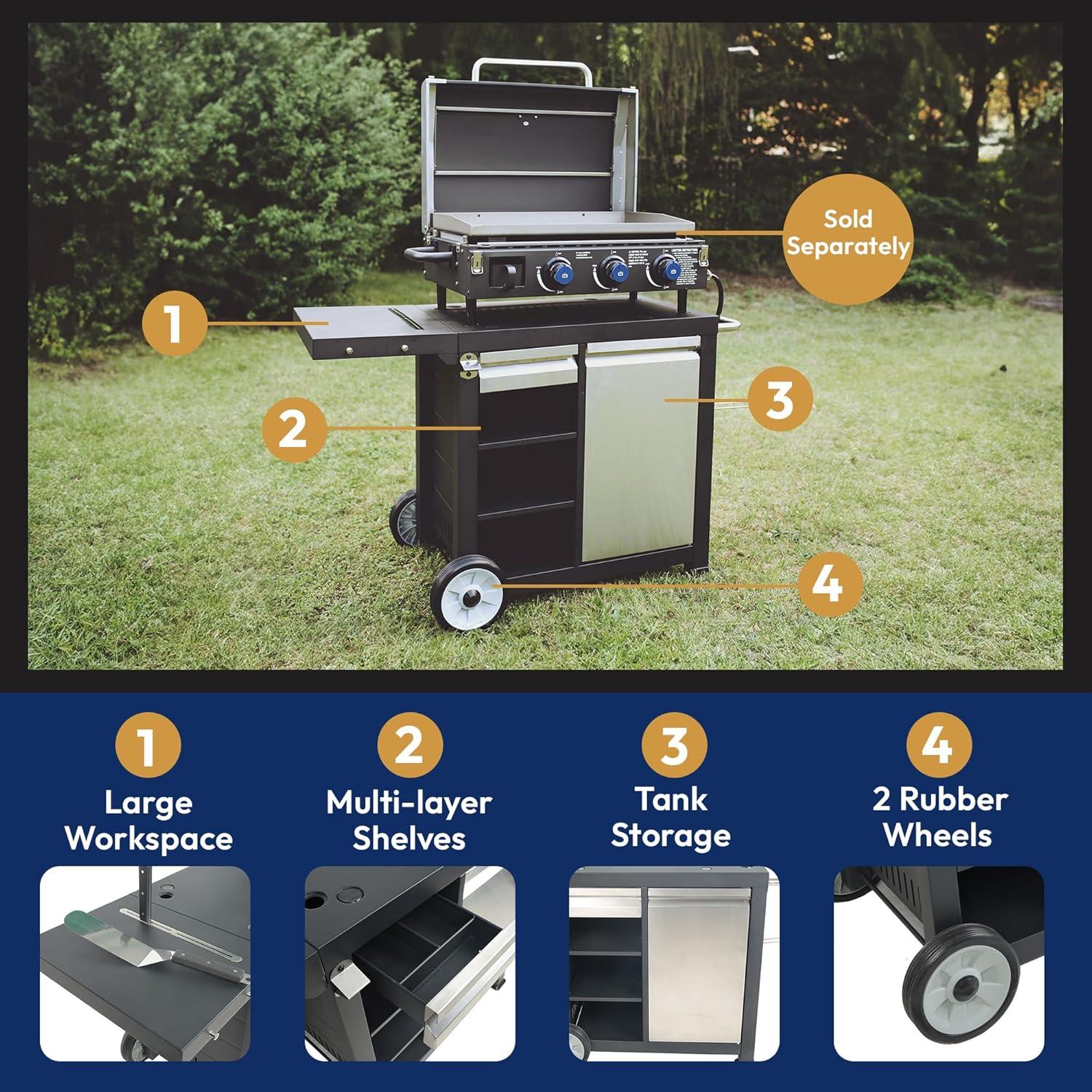 Razor Universal Rolling Prep Cart for Portable Outdoor Griddle and Grills