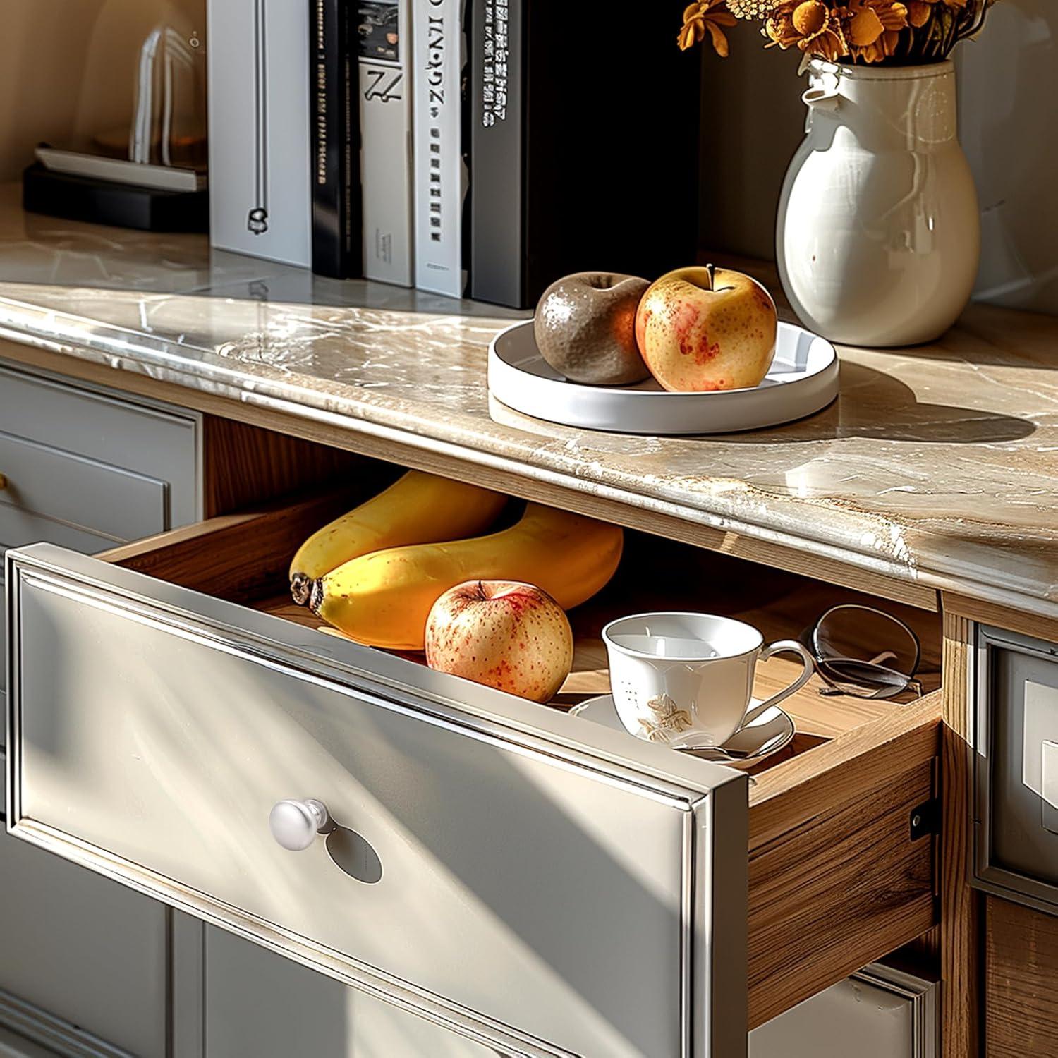 Probrico 25 Pack Cabinet Knobs Hardware,Furniture Round Knobs in Brushed Nickel Finish,1-3/16 inch(29.5mm) Diameter Kitchen Pull Knobs