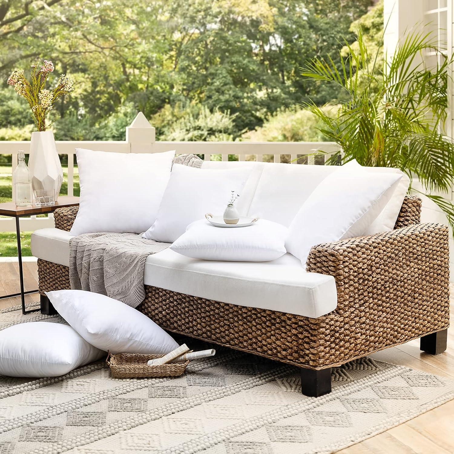 18 X 18 Pillow Inserts - Pack Of 4 Outdoor Water Resistant Throw Pillow Inserts Hypoallergenic Square Decorative Couch Sham Cushion Stuffer - 18 Inches
