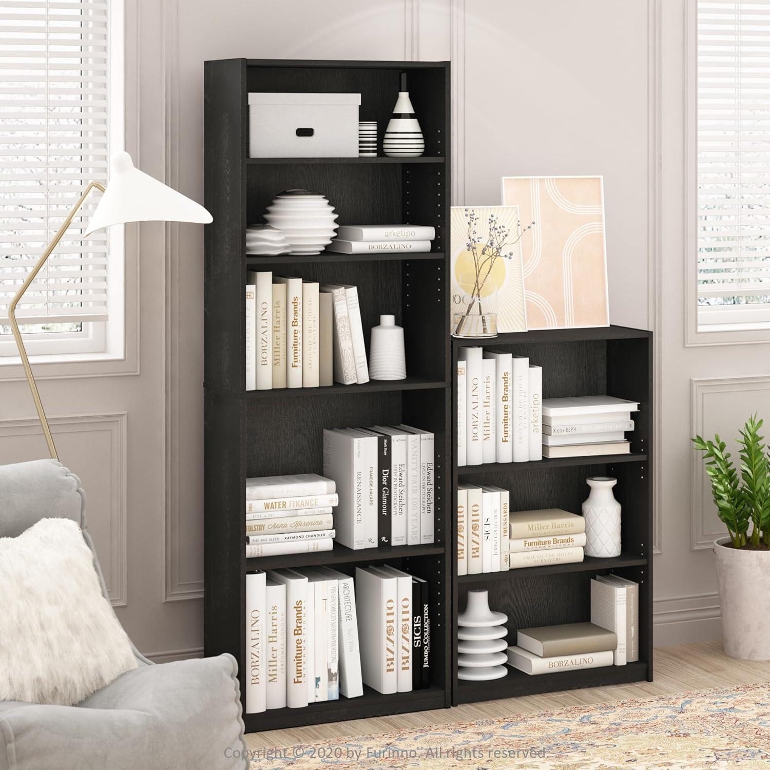 Furinno JAYA Simply Home 5-Shelf Bookcase, Black