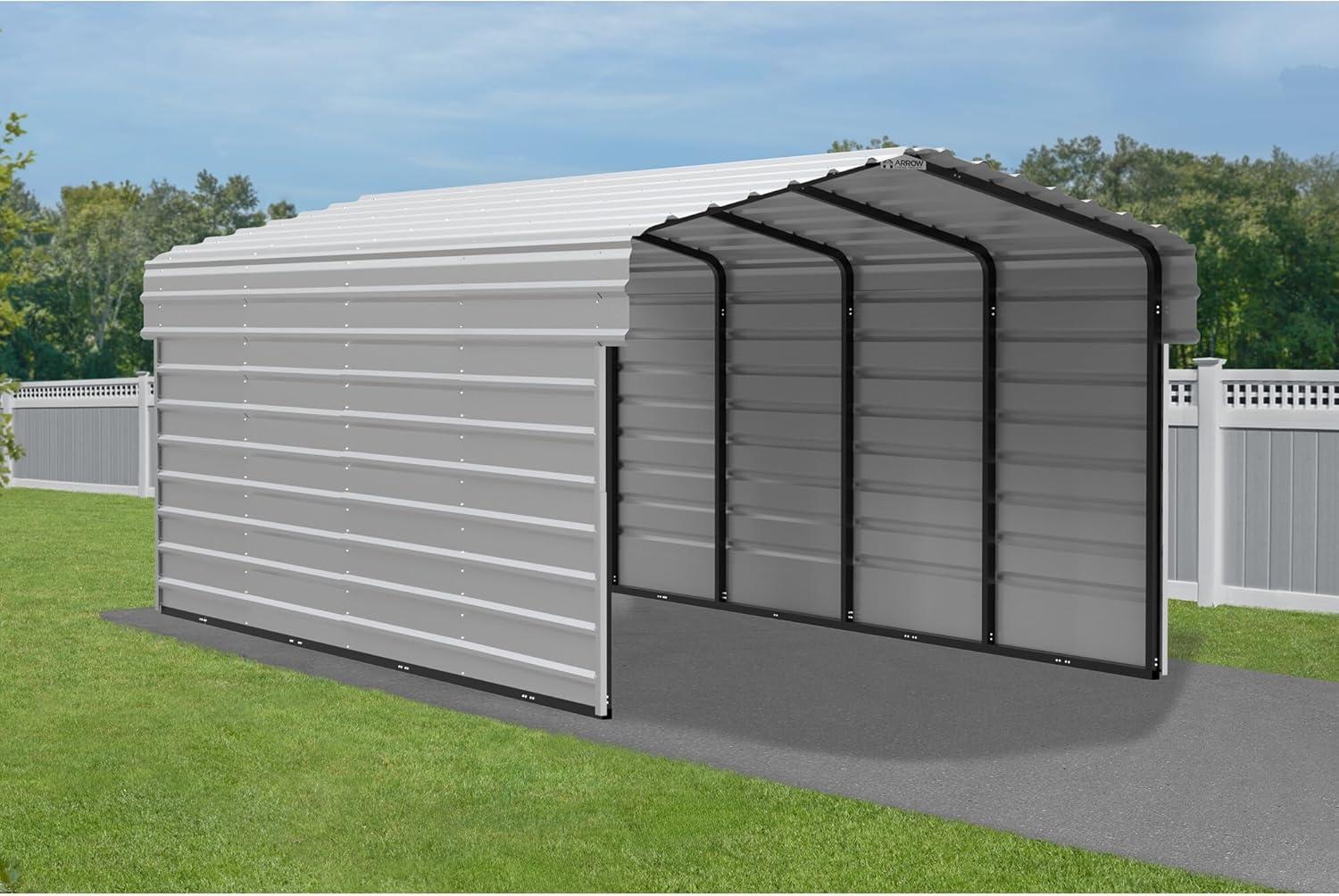 Arrow 10 ft Eggshell Carport with 2-sided Enclosure