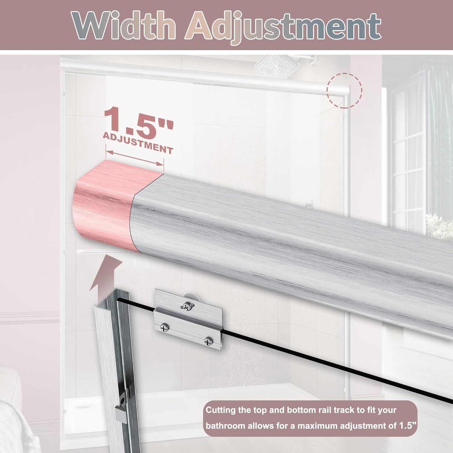 Elegant  Semi-Frameless Double Sliding Shower Doors in Brushed Nickel Finish Various Sizes Shower Enclosure 54''W x 72''H