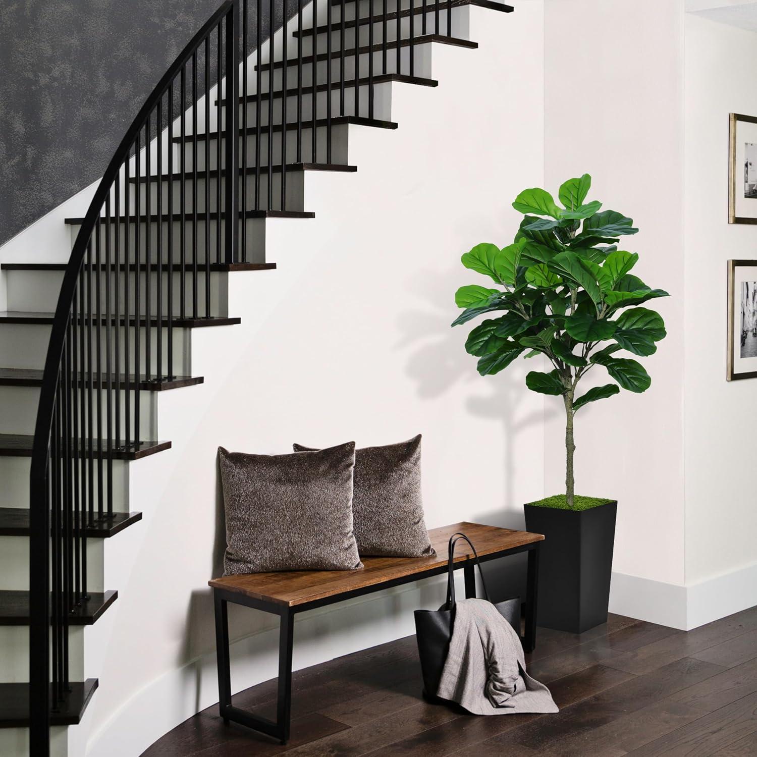 5FT Artificial Fiddle Leaf Fig Tree with Black Planter