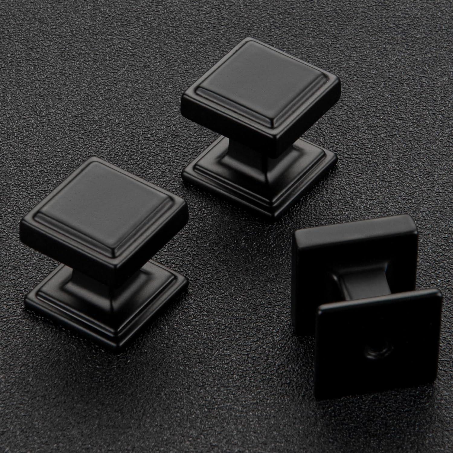 Single Hole Drawer Knobs - 10 Pack Black Cabinet Knobs - Square Dresser Knobs Dresser Handles Closet Door Knobs - Kitchen Cabinet Knobs - Cabinet Hardware