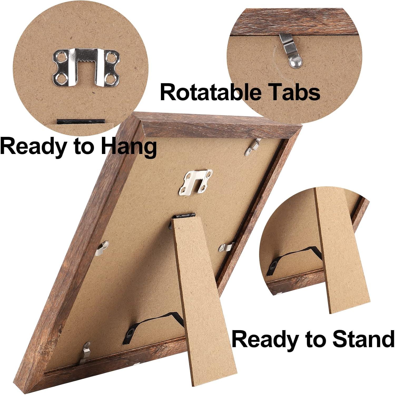 TOFOREVO Picture Frames 8x8 Set of 2 Rustic Wood Grain Photo Frame for Gallery Wall Mounting or Tabletop Display