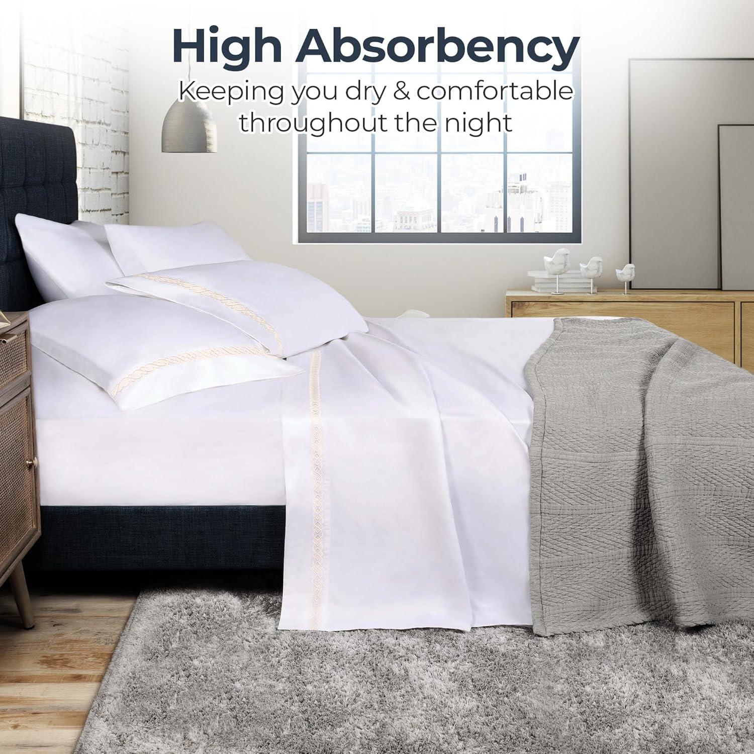 Superior Infinity Scroll Embroidered Certified Egyptian Cotton 1000 Thread Count Bed Sheet Set