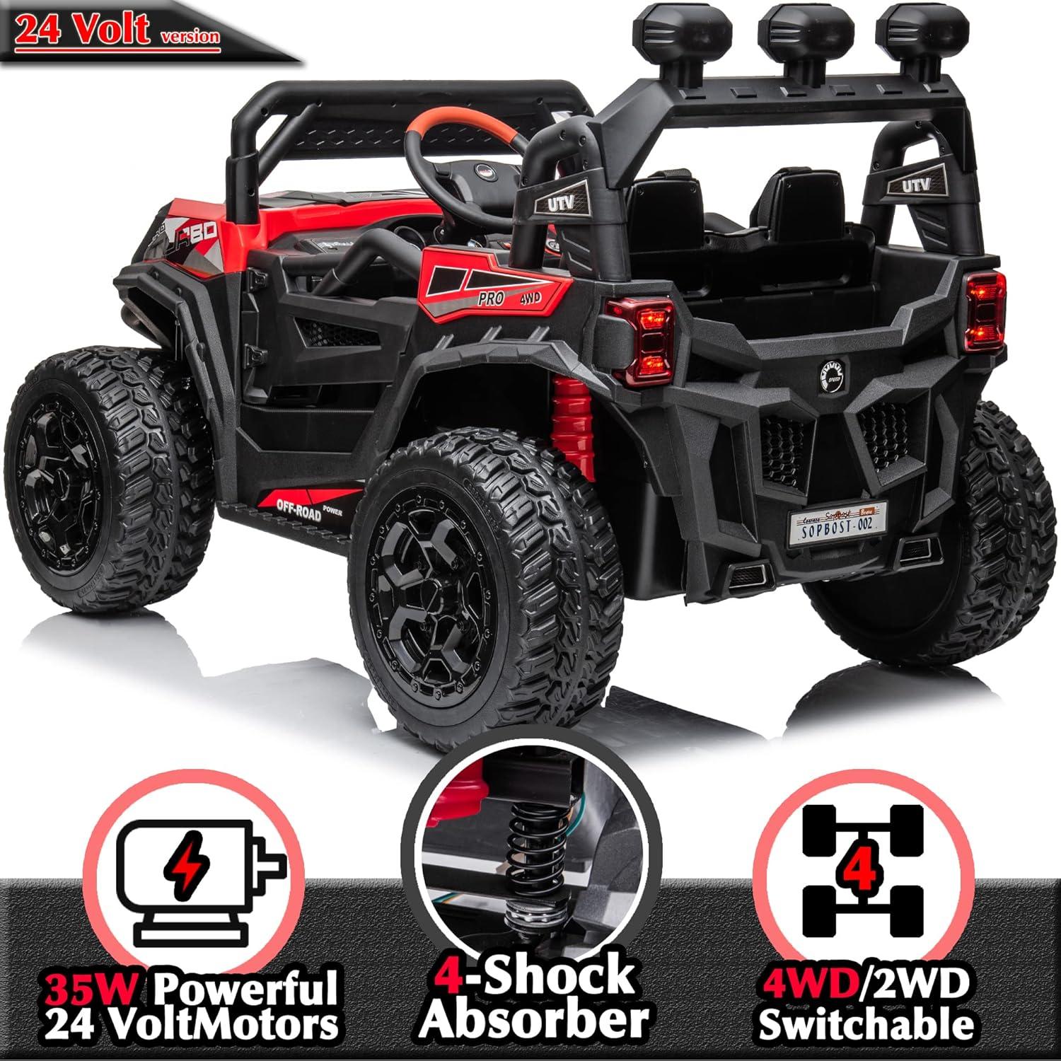 Ride on UTV Car, 24V Battery Powerd Electric Off-Road UTV Car w/Remote Control