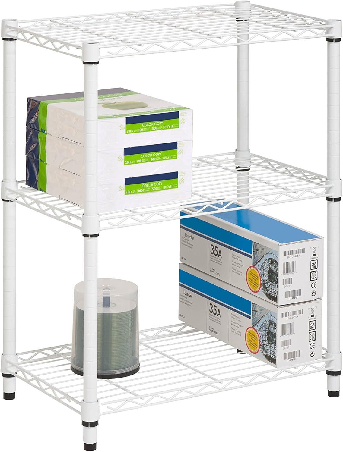 Heavy Duty Adjustable 3-Tier Steel Shelving Unit, White