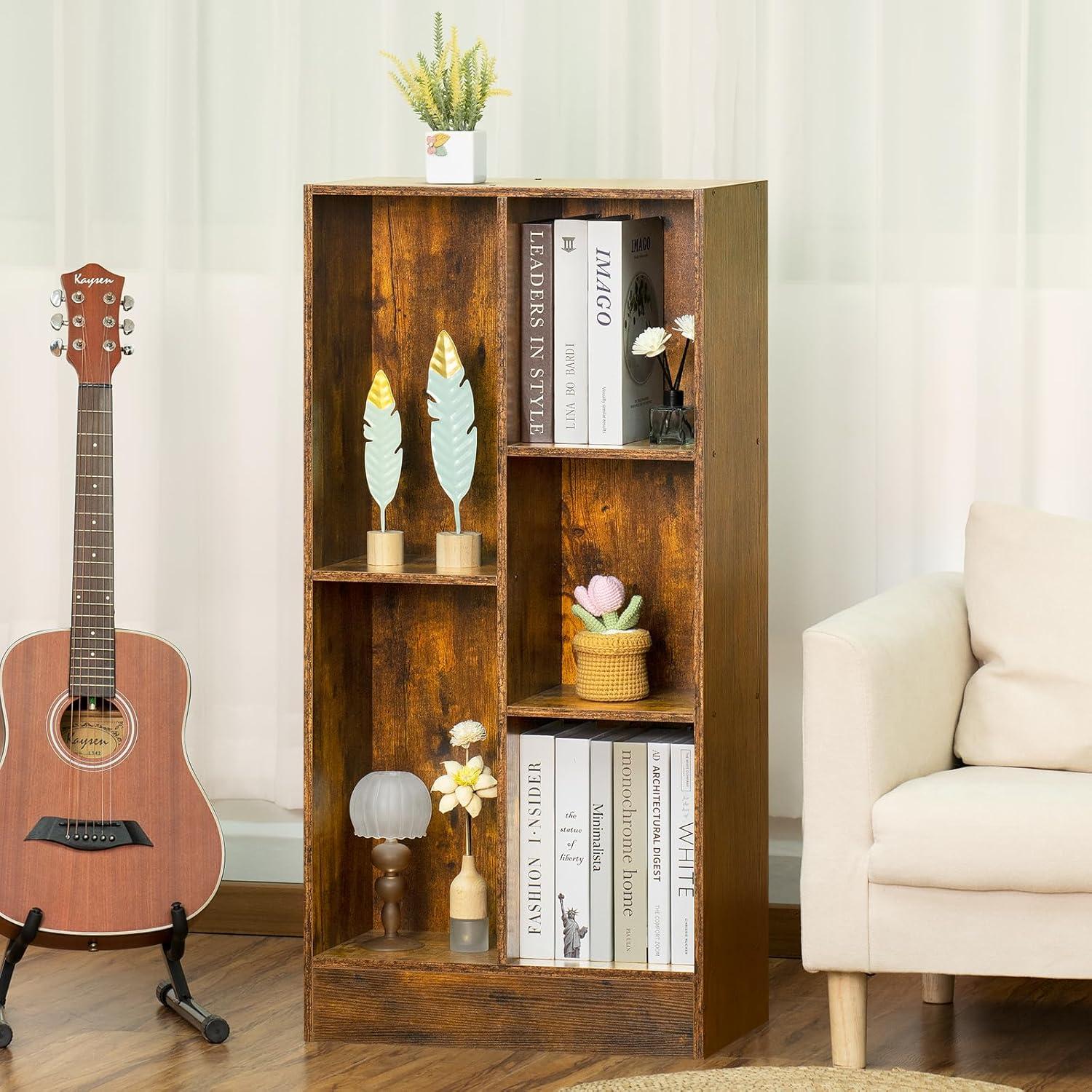 Satiny 7 Cube Bookshelf 3-Tier Bookcase with Legs, Mint-Green Kids Book Shelf Cute Storage Organizer, Toy Shelves Bookshelves,Wood Display Bookcases