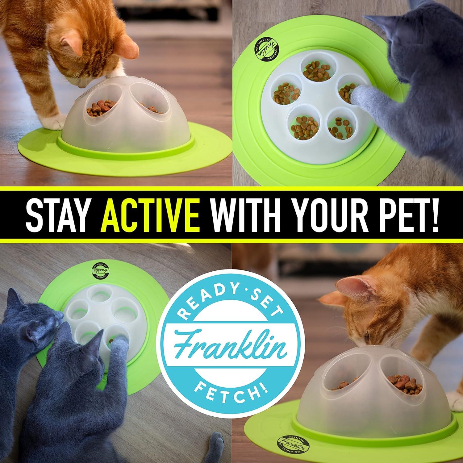 Franklin Pet Supply Interactive Cat Digging Slow Feeder Bowl - Toy Cat Bowl for Treats + Food - Scratching Bowl Slow Feeder - Interactive Toy + Slow Feeder Bowl for Cats + Kittens