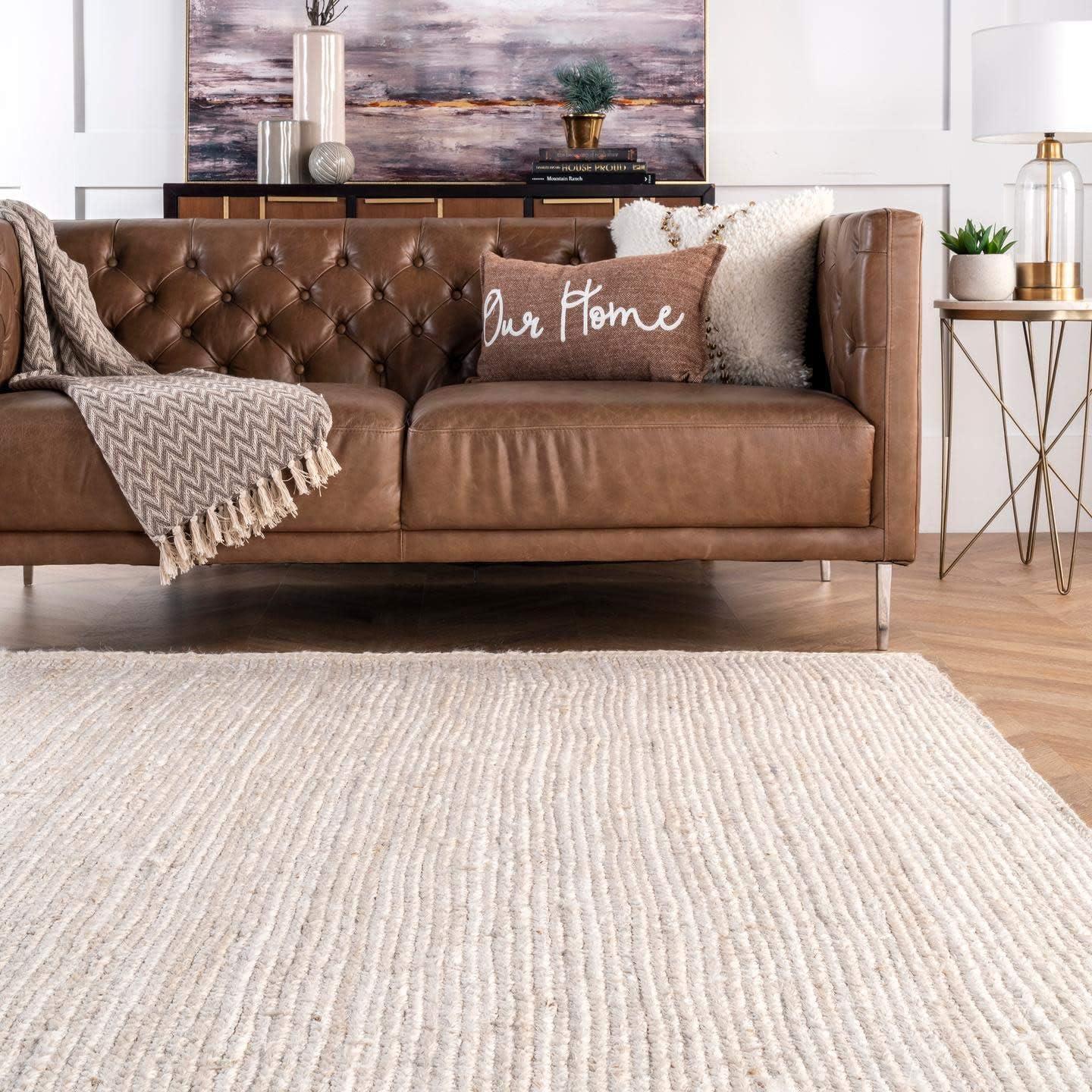 nuLOOM Rigo Hand Woven Farmhouse Jute Area Rug, 2' 3" x 4', Off-white