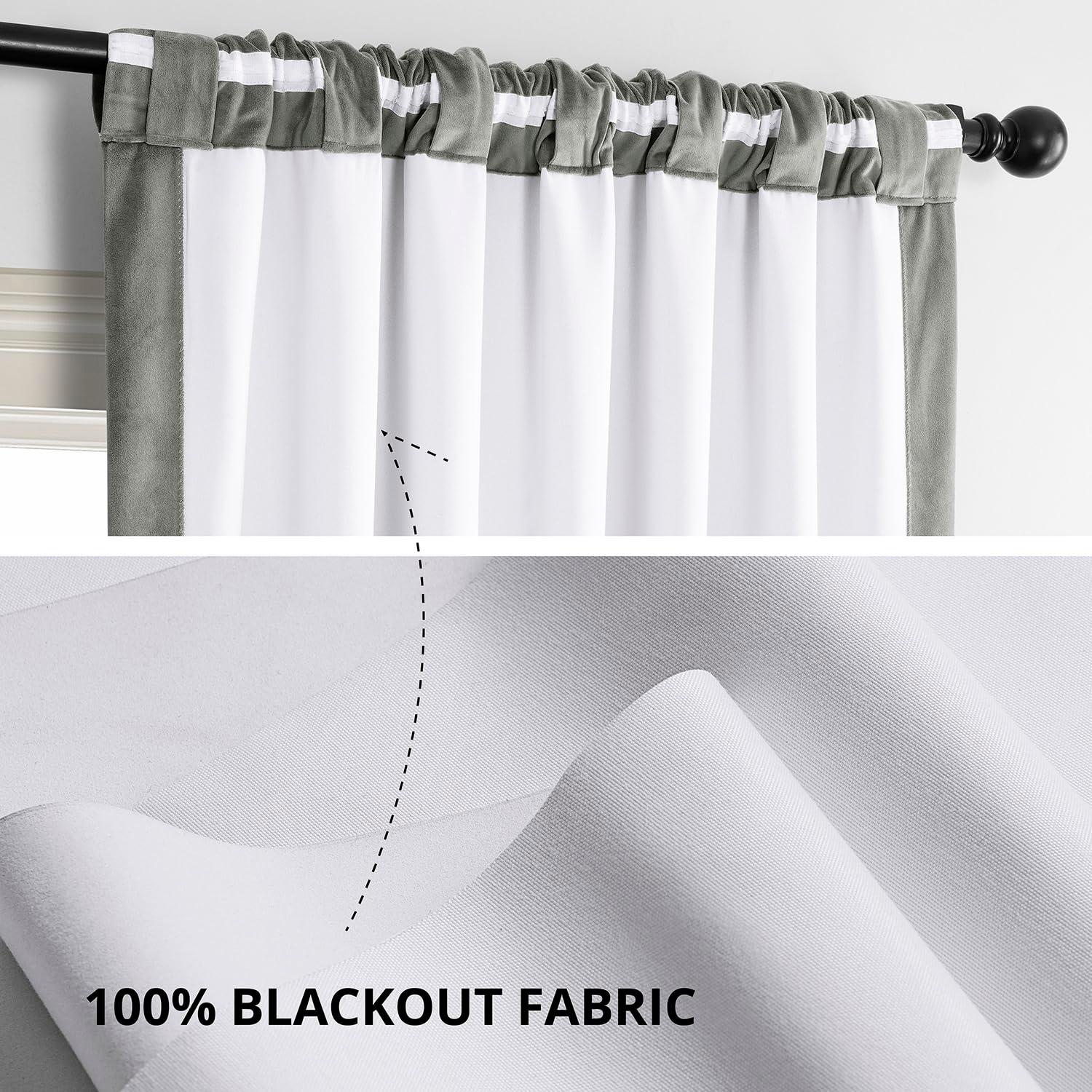Half Price Drapes Signature Silver Grey Velvet Blackout Curtains for Bedrooms(1 Panel), 50WX 96L
