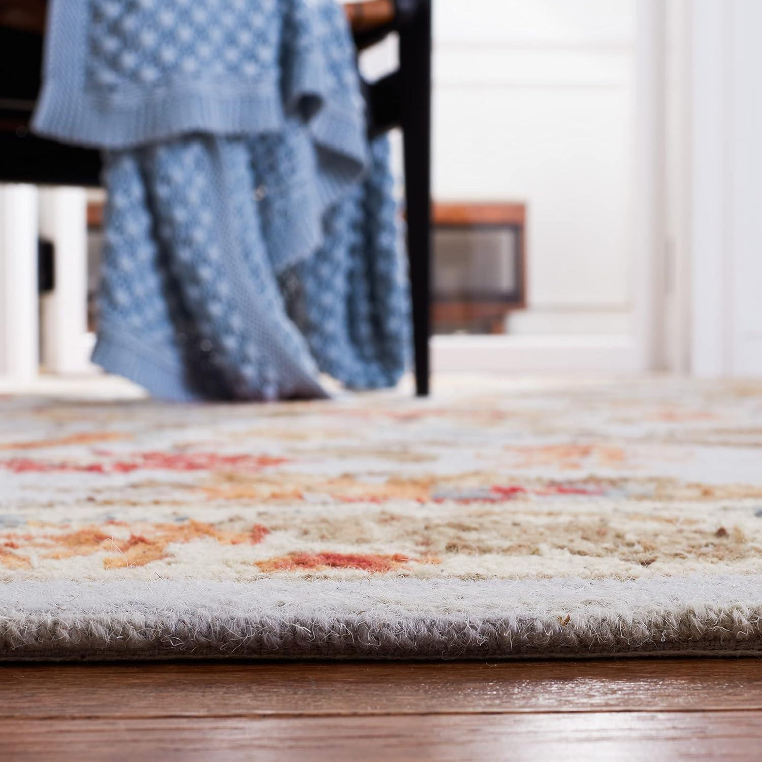 SAFAVIEH Chelsea Alaia Floral Wool Area Rug, Light Blue, 6' x 6' Square