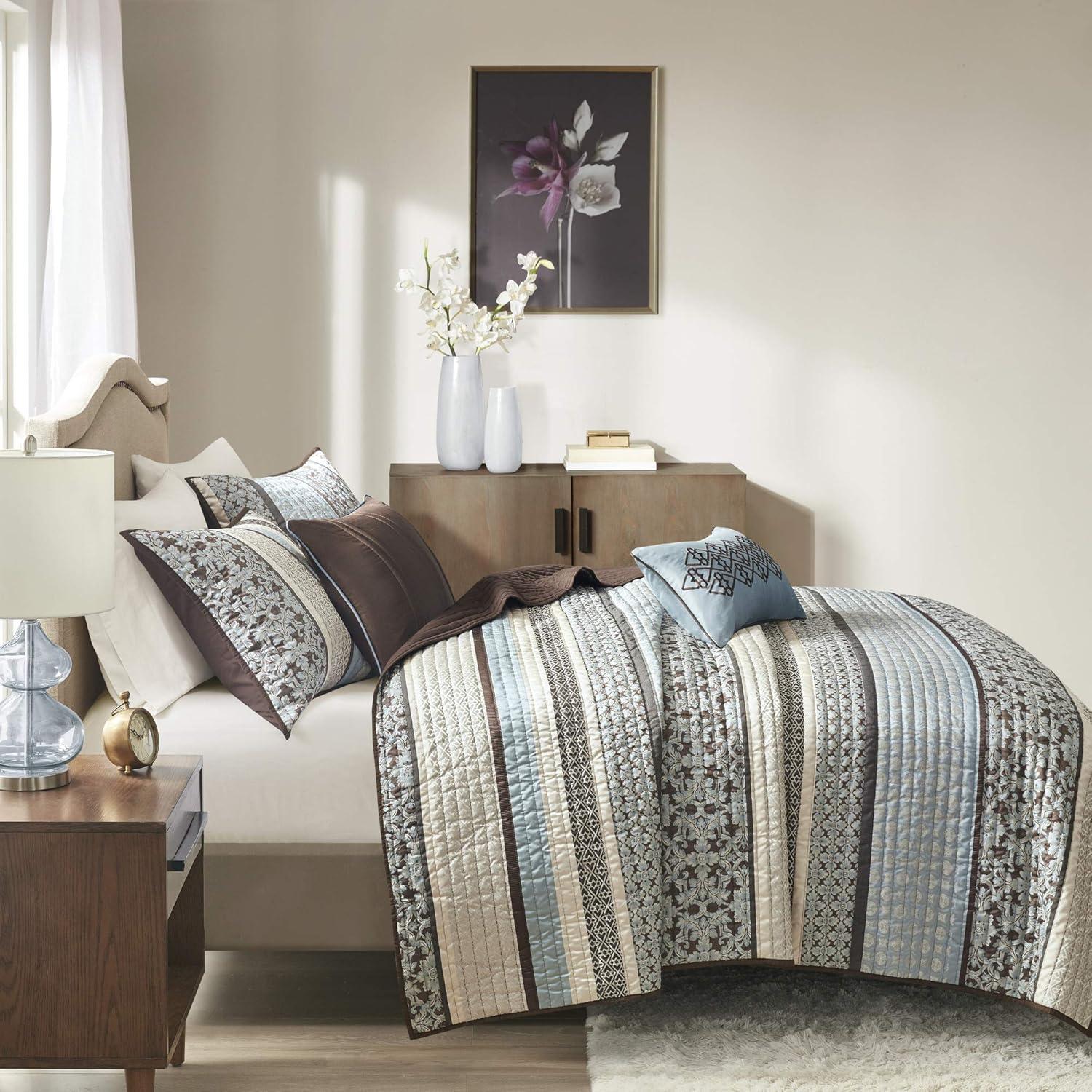 Madison Park Jacquard Quilt Set with Throw Pillows