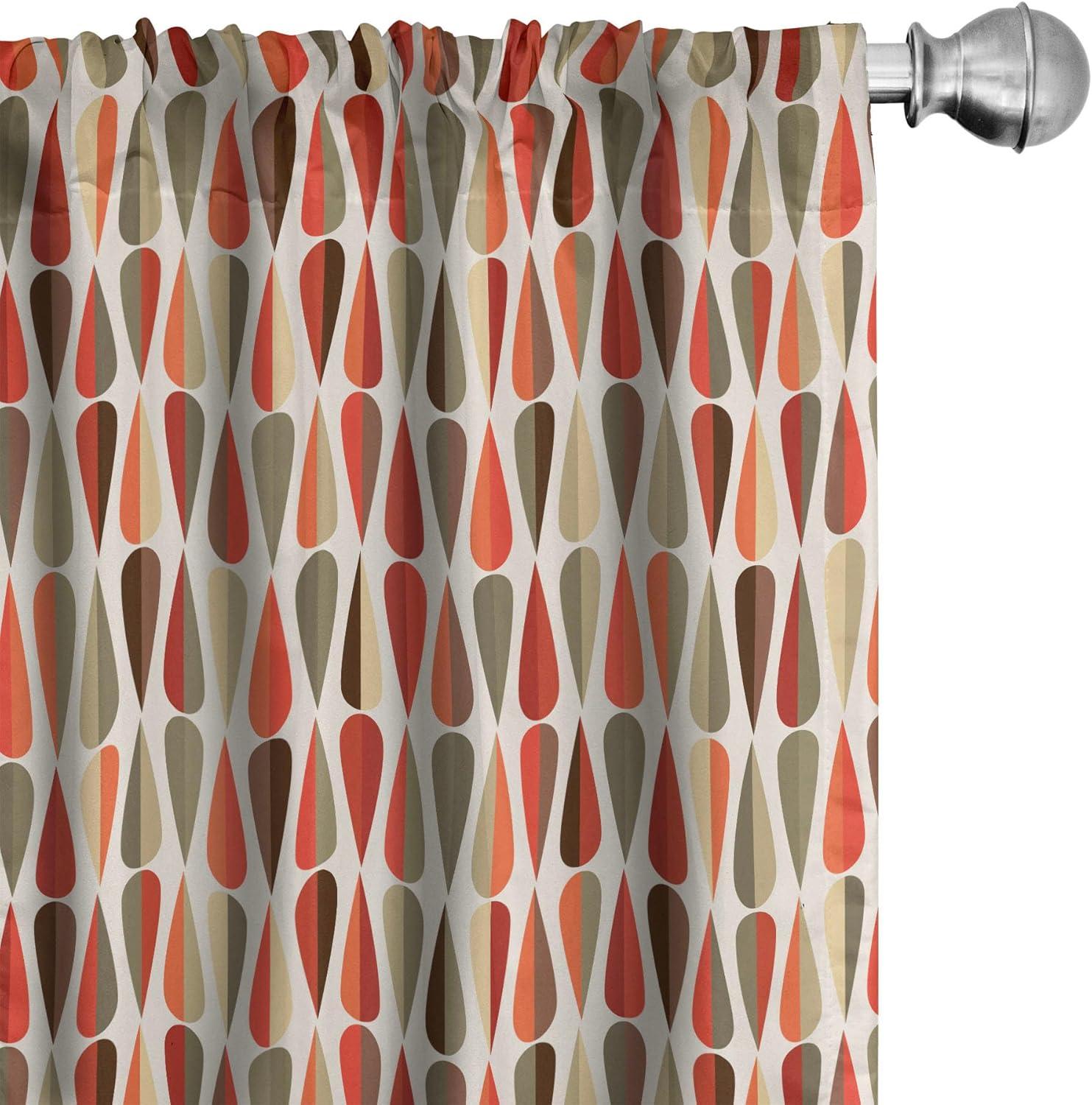 Ambesonne Geometric Curtains, 70s Retro Style, Pair of 28"x63", Multicolor