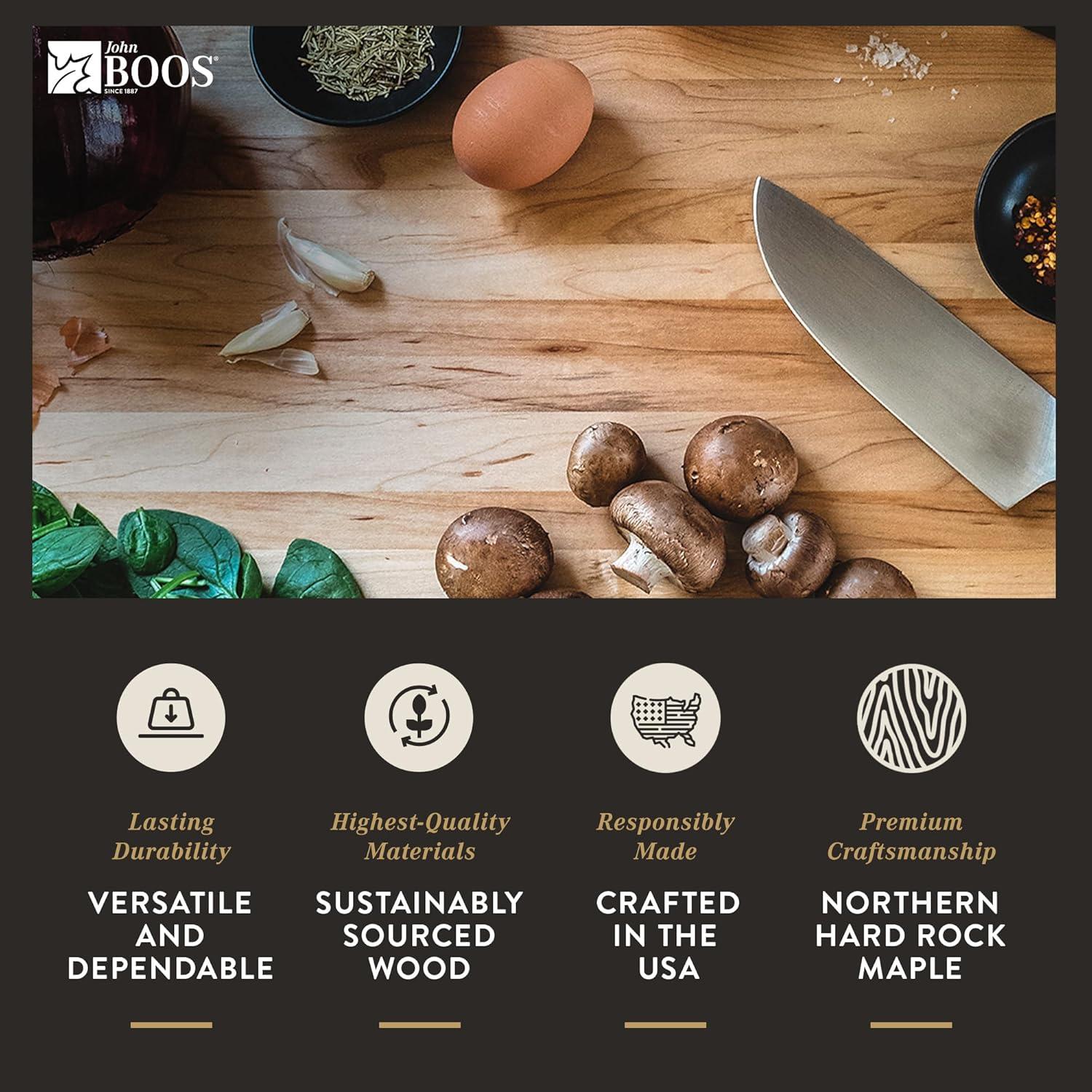 John Boos Countertop Reversible Wood Cutting Board w/ Juice Groove, Maple