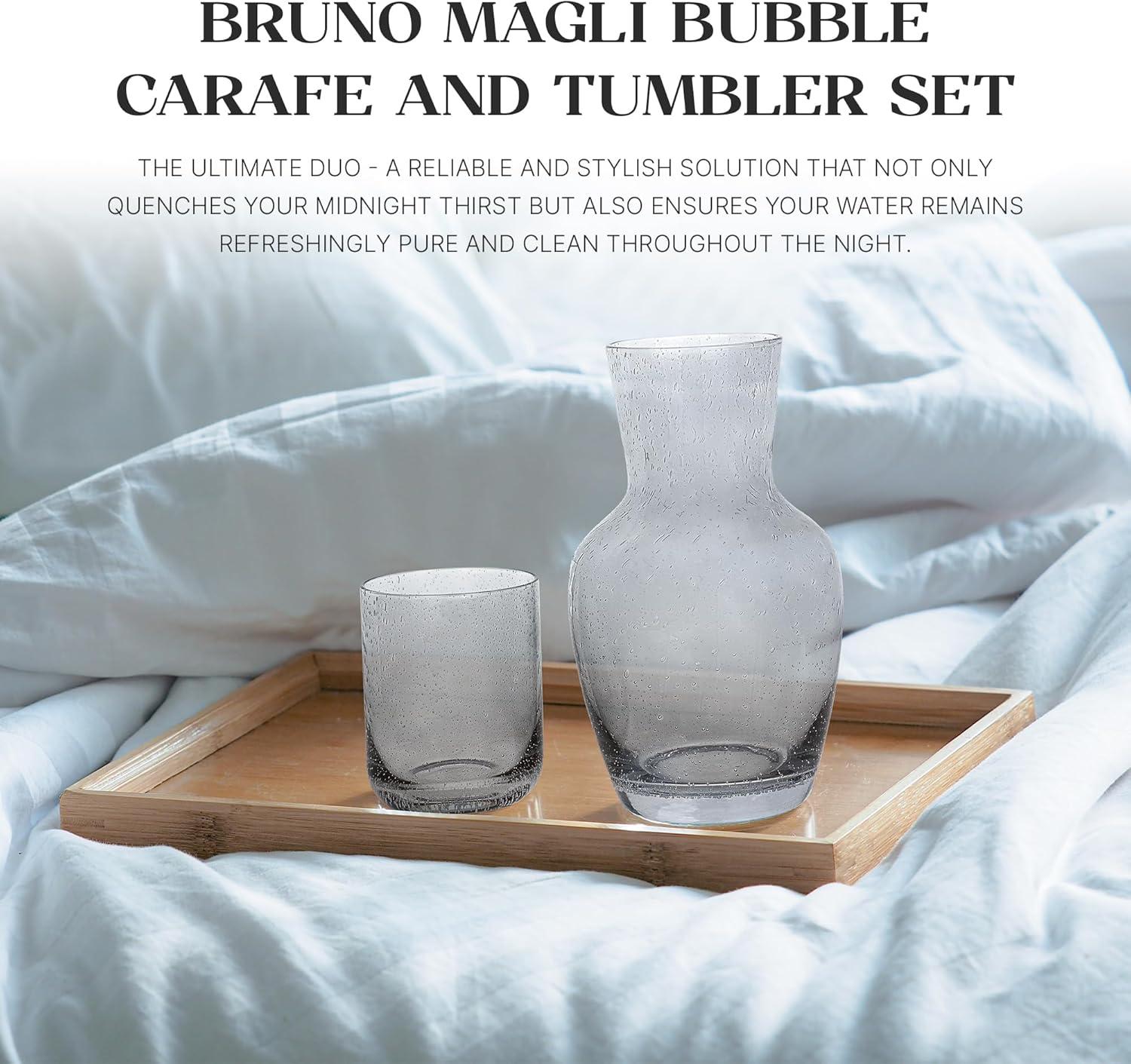 Gray Bubble Glass Carafe and Tumbler Set with Lid, 28-Oz