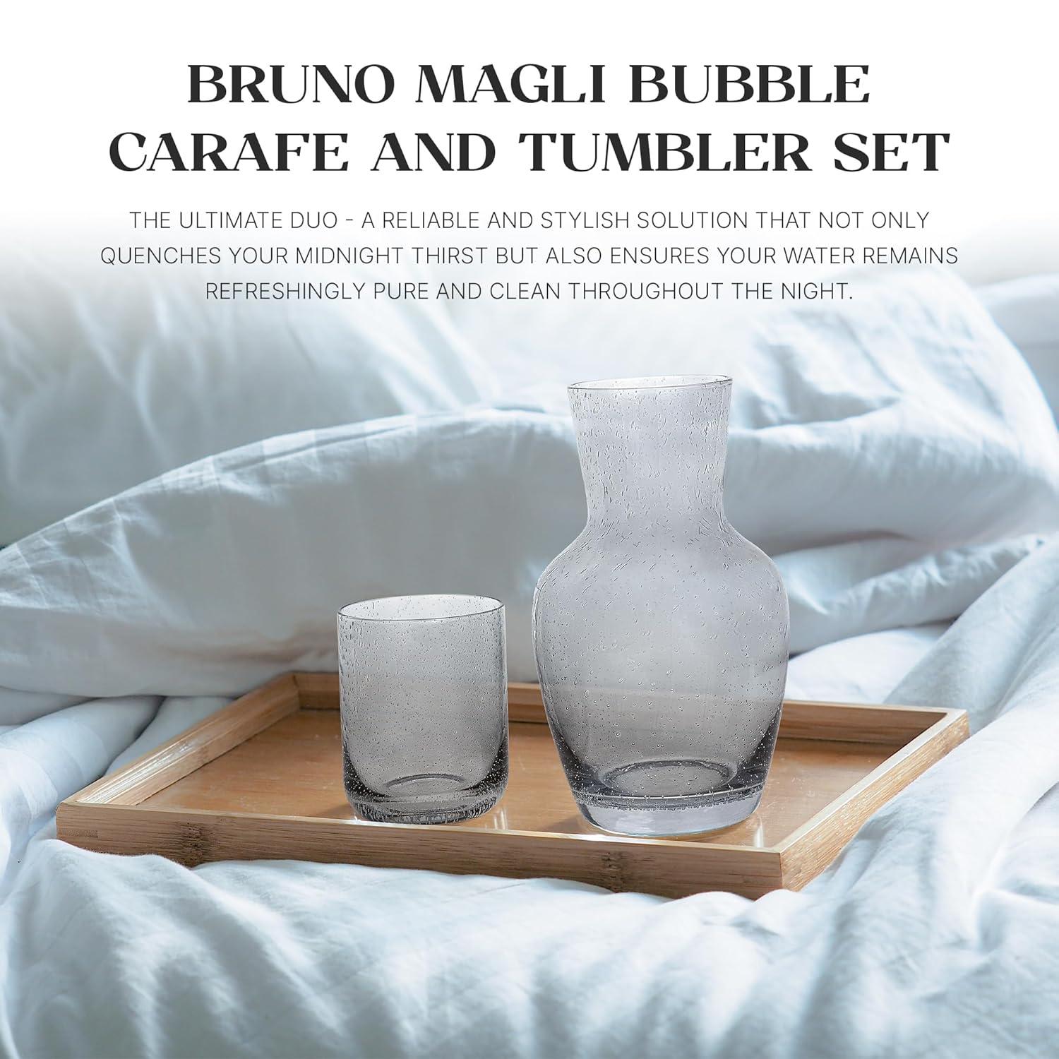 Gray Bubble Glass Carafe and Tumbler Set with Lid, 28-Oz