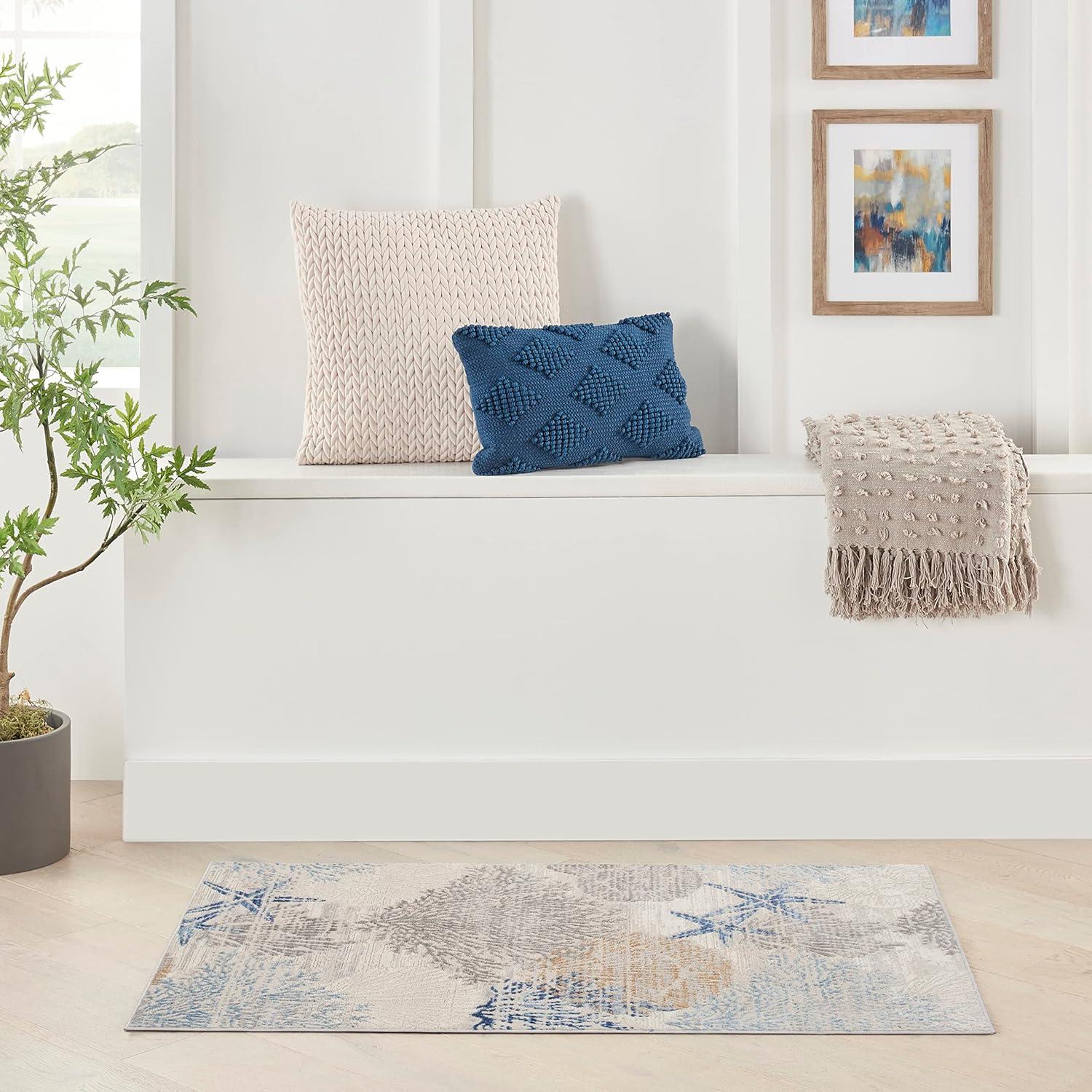 Nourison Pompeii Nautical Indoor Rug Ivory Grey Blue 2' x 3'