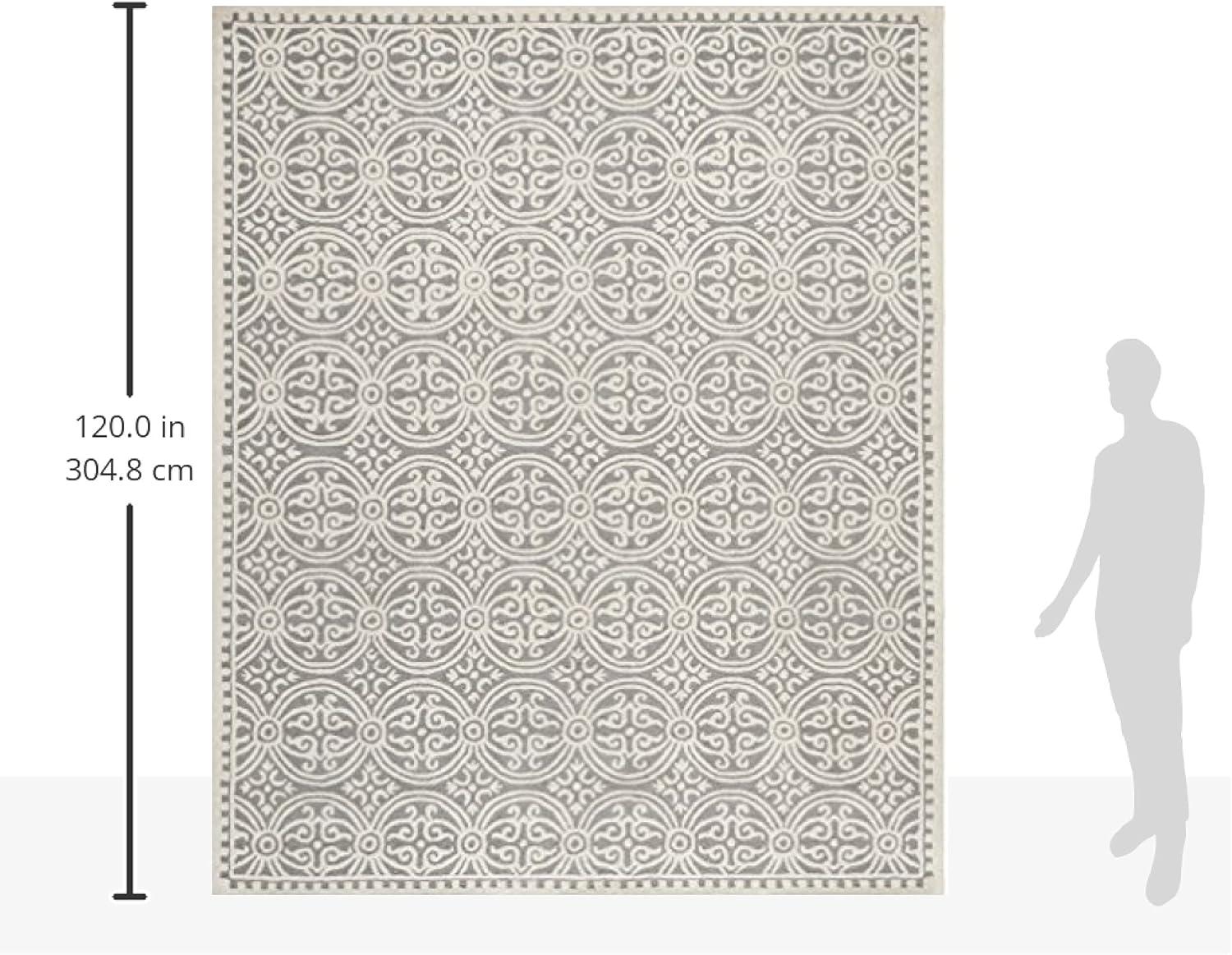 Elegant Silver & Ivory 8' x 10' Hand-Tufted Wool Area Rug