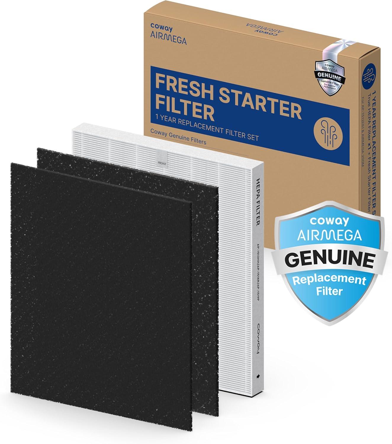 Coway Replacement True HEPA Filter Set for Airmega 1512HH Series: Captures Smoke, Pollen, Dust, Gases, Compatible with AP-1512HH