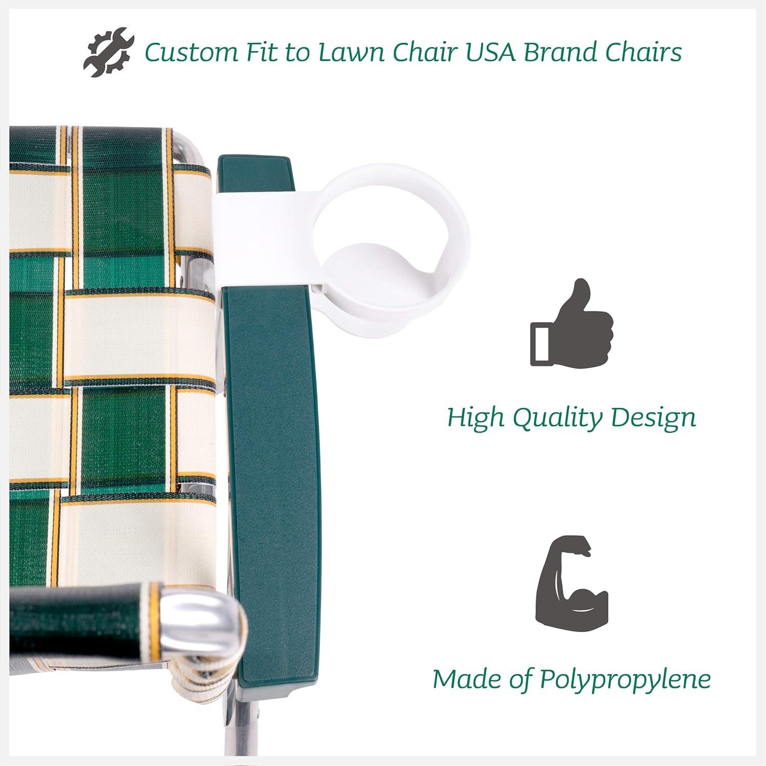 Lawn Chair USA White Cup Holder Attachment Enhance Your Outdoor Relaxation Experience
