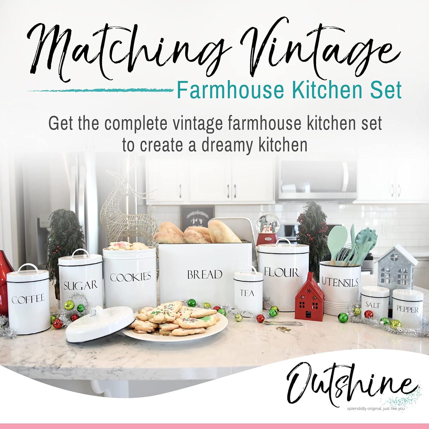 Outshine Farmhouse Nesting Kitchen Canister Set Perfect for Flour Coffee Tea Sugar