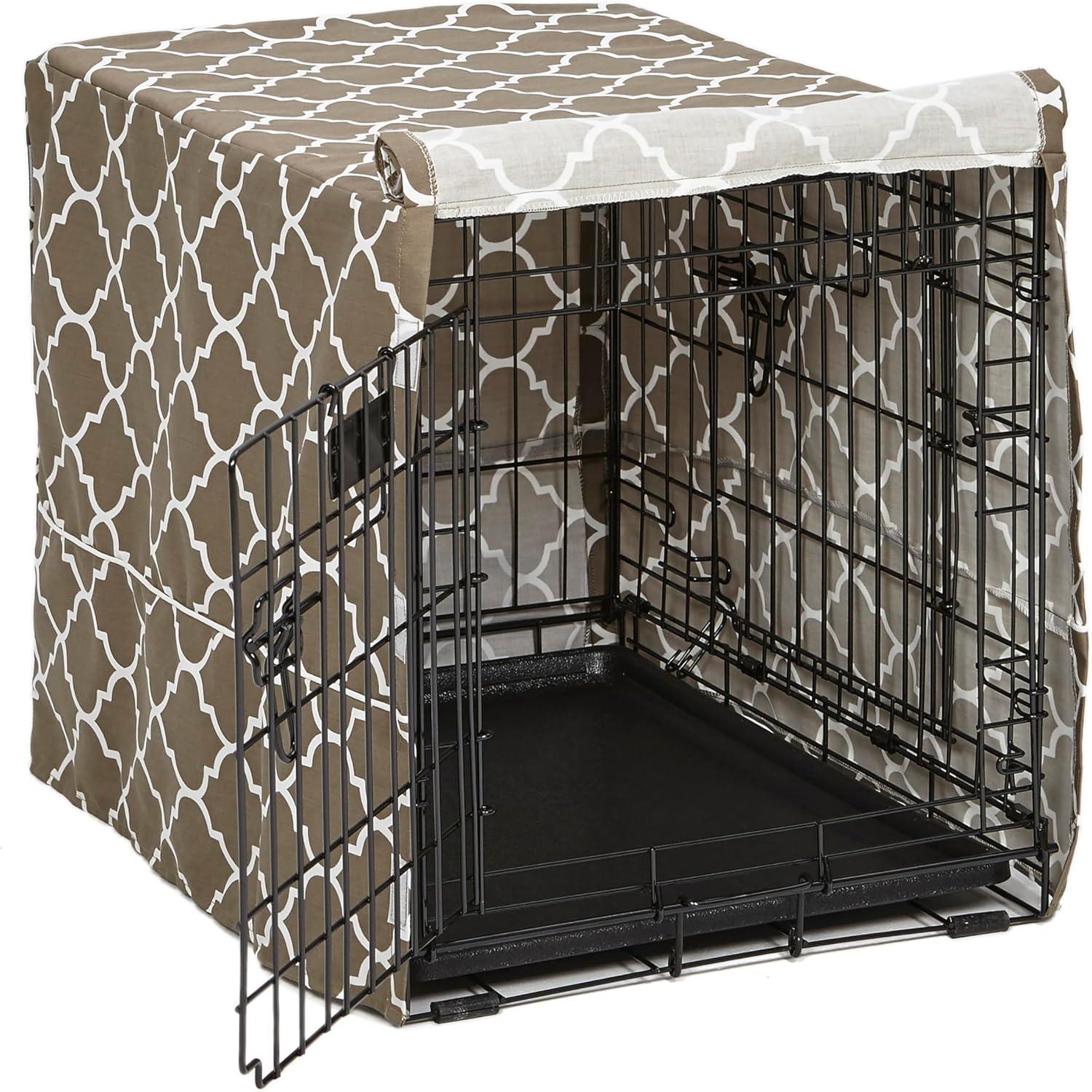 MidWest Dog Crate Cover, Privacy Dog Crate Cover Fits MidWest Dog Crates, Brown Geometric,  24in