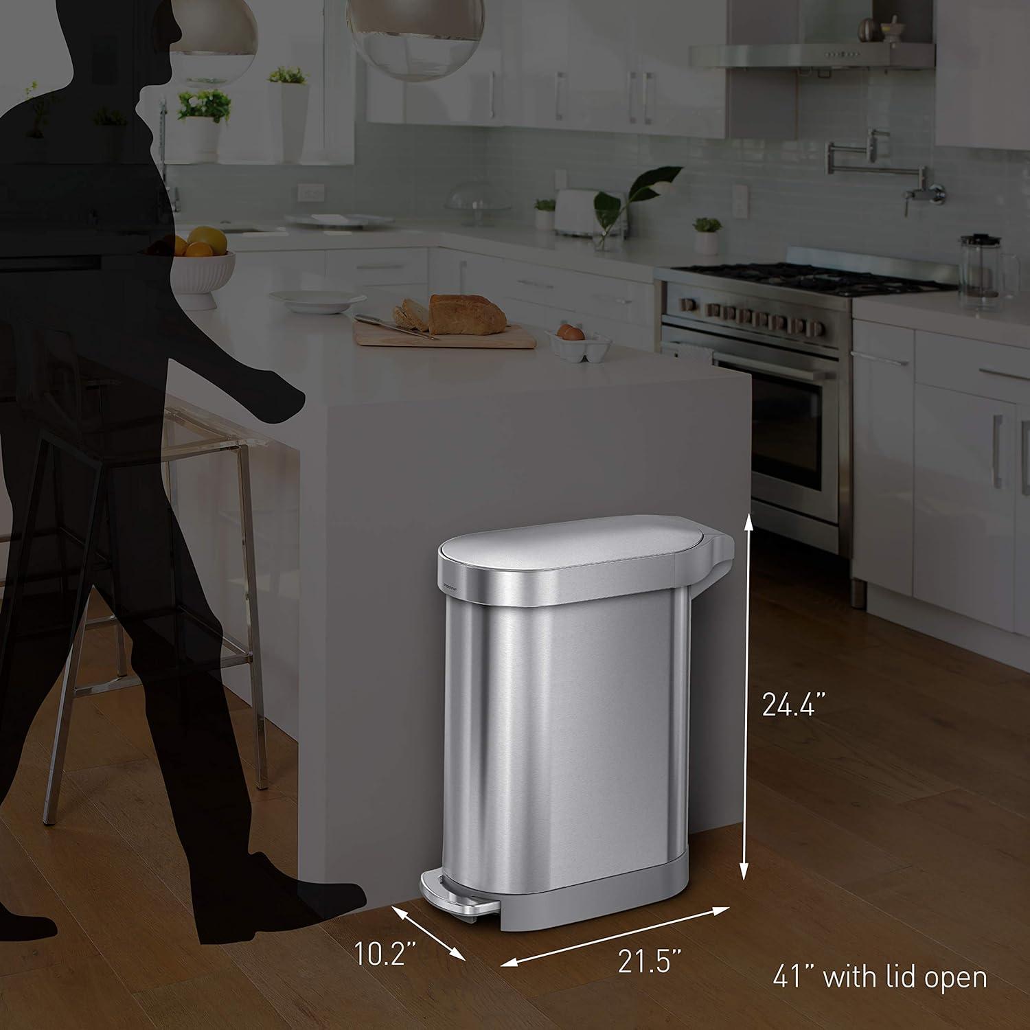simplehuman 45 Liter / 12 Gallon Slim Hands-Free Kitchen Step Trash Can