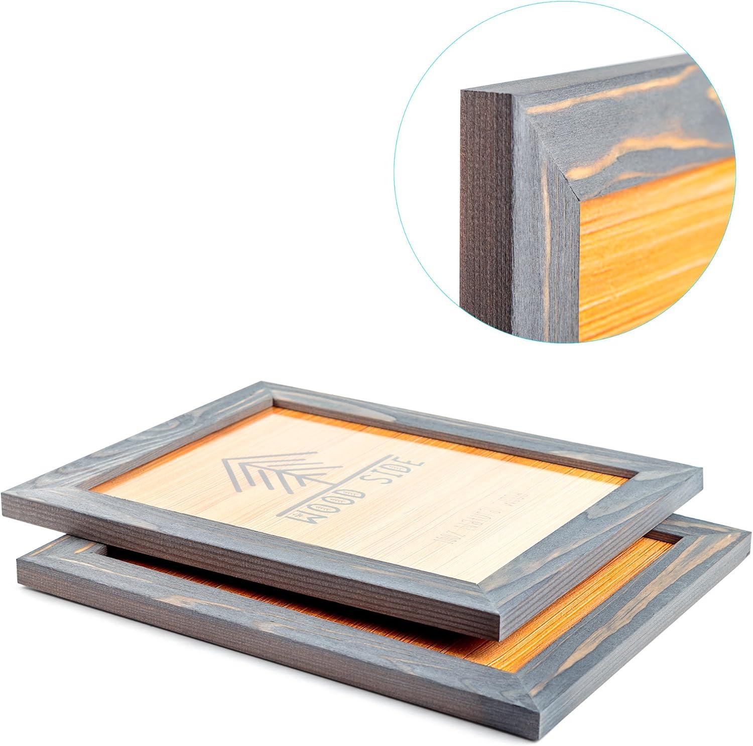 Rustic Grey Wood Poster Frame with Natural Finish