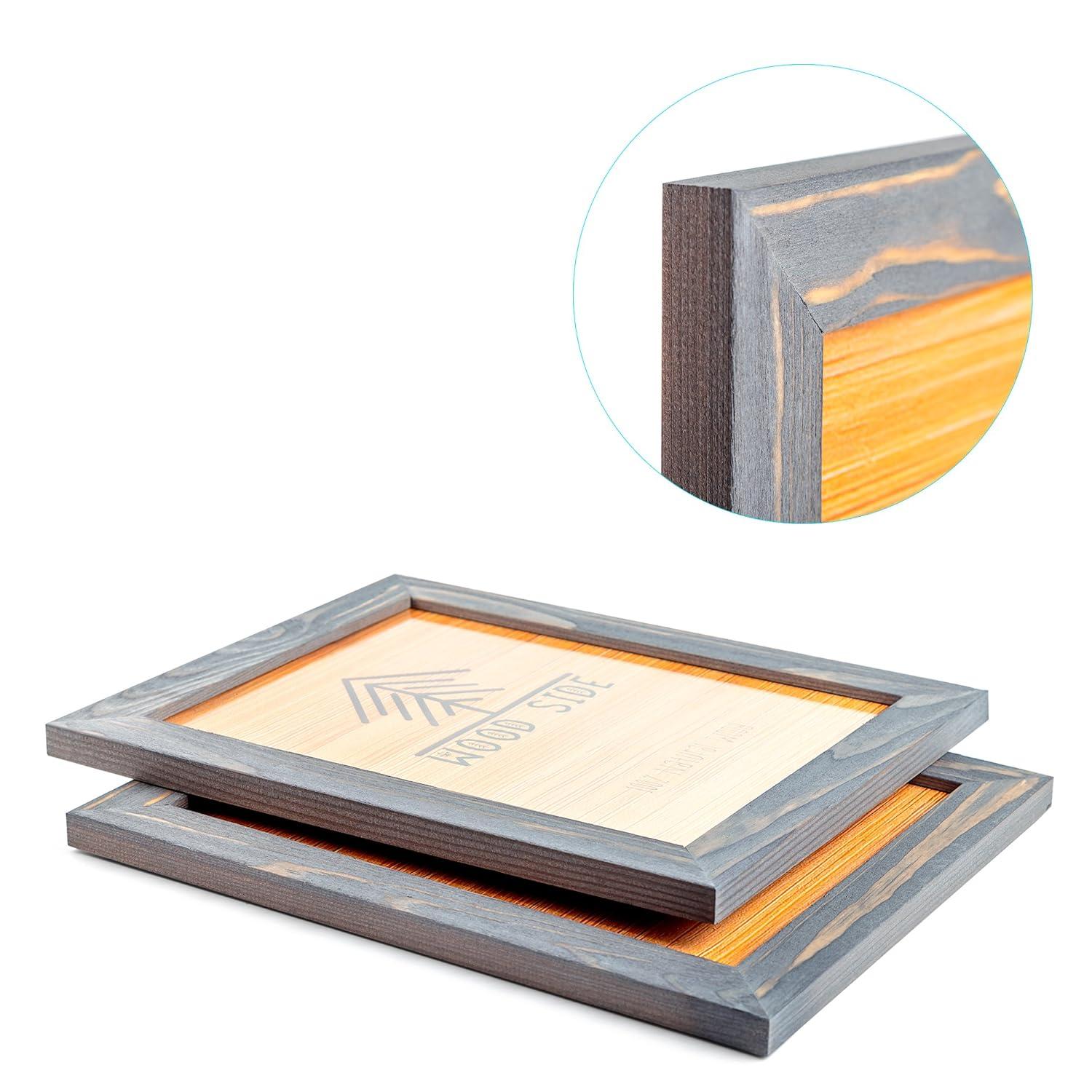 Rustic Grey Wood Poster Frame with Natural Finish