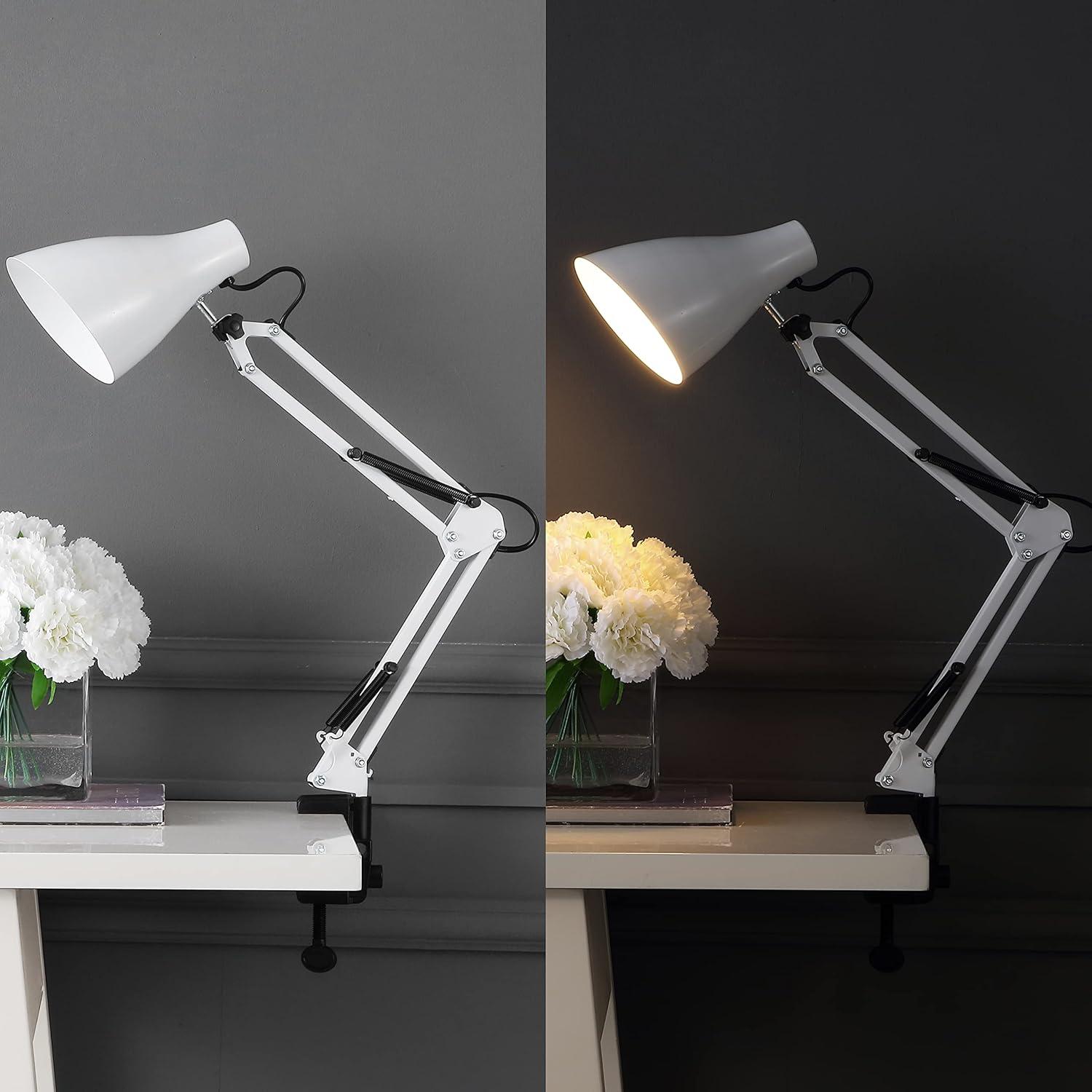 Odile 28.5" Classic Industrial Adjustable Articulated Clamp-On LED Task Lamp, White