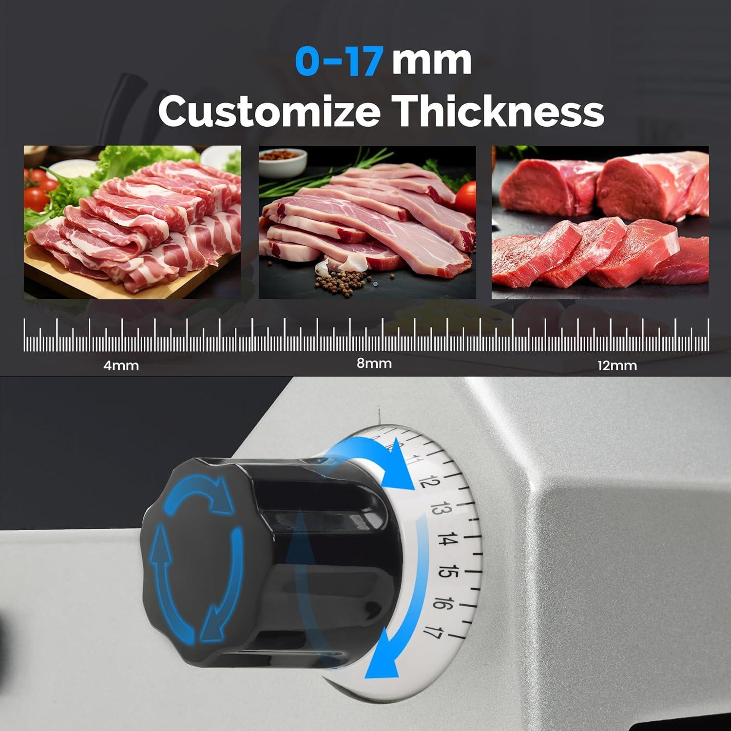 10" Stainless Steel Electric Meat Slicer with Adjustable Thickness