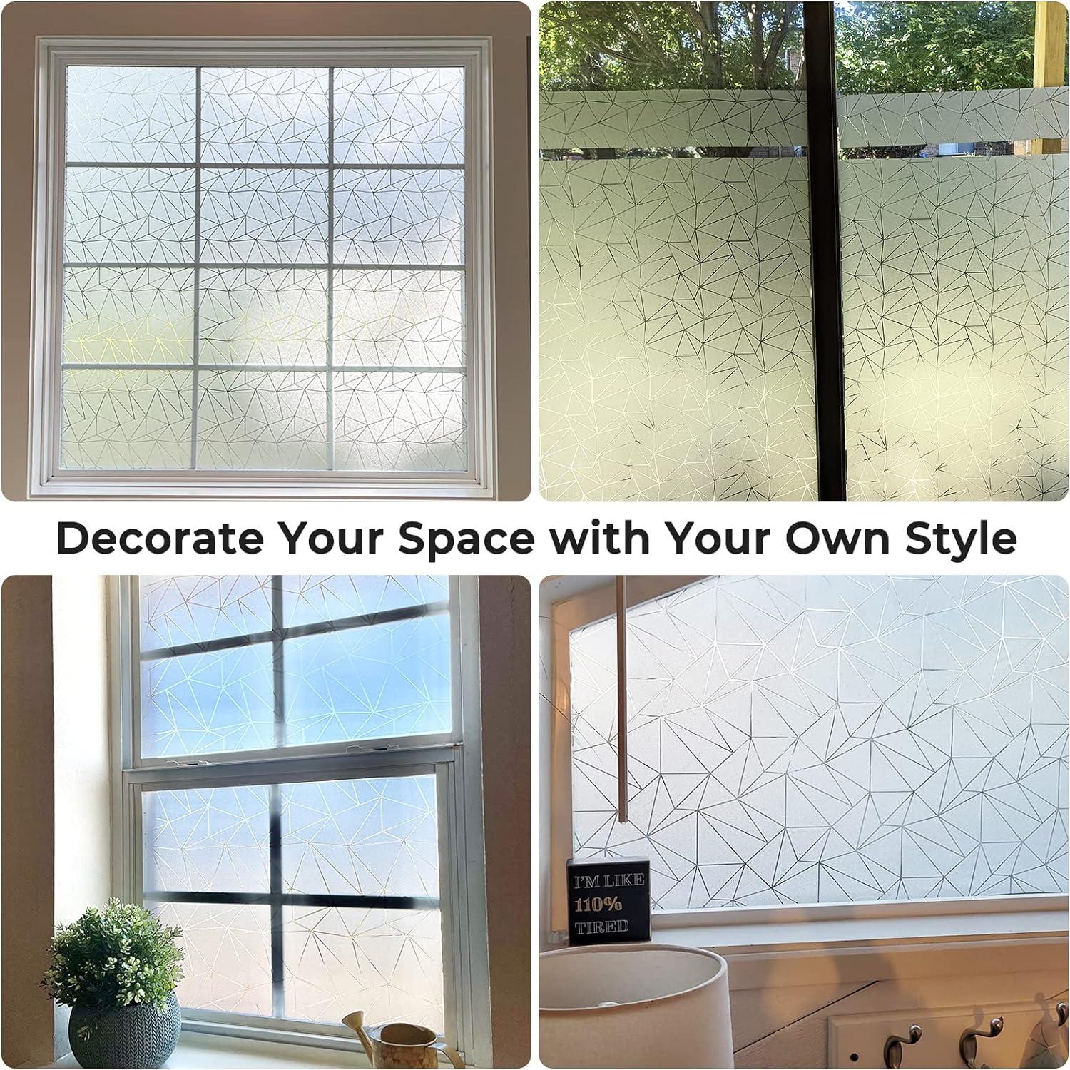 Coavas Window Film Non Adhesive Frosted Home Office Film Privacy Window Sticker Self Static Cling Vinly Glass Film for Bathroom Office Meeting Room Living Room (Matte White 17.7by78.7 Inch)