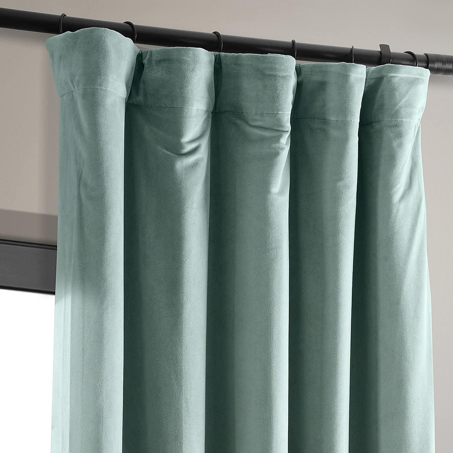 Half Price Drapes Signature Skylark Blue Velvet Blackout Curtains For Bedroom(1 Panel), 50WX 120L