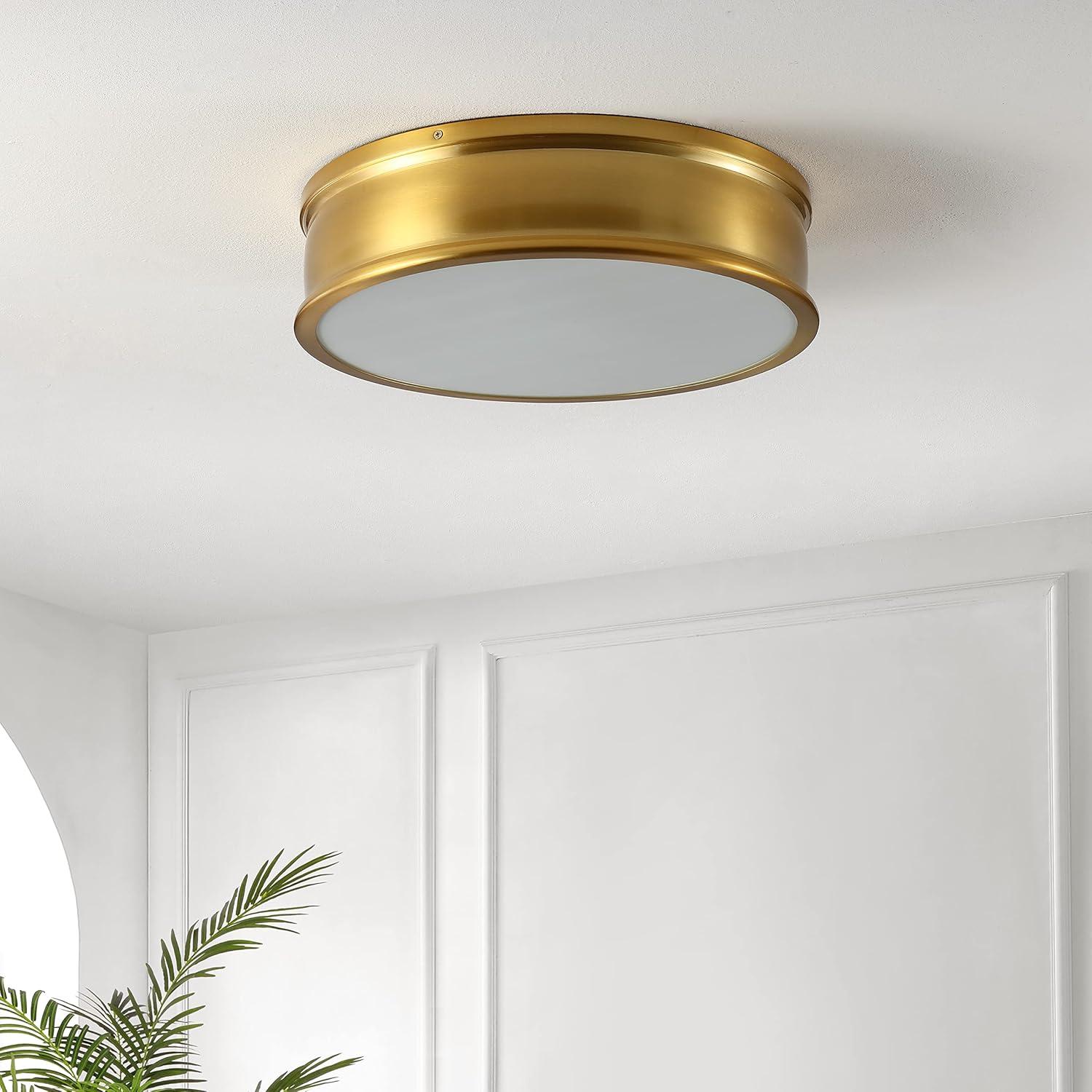 Adria 3 Light 16.5" Flush Mount - Brass Gold - Safavieh.