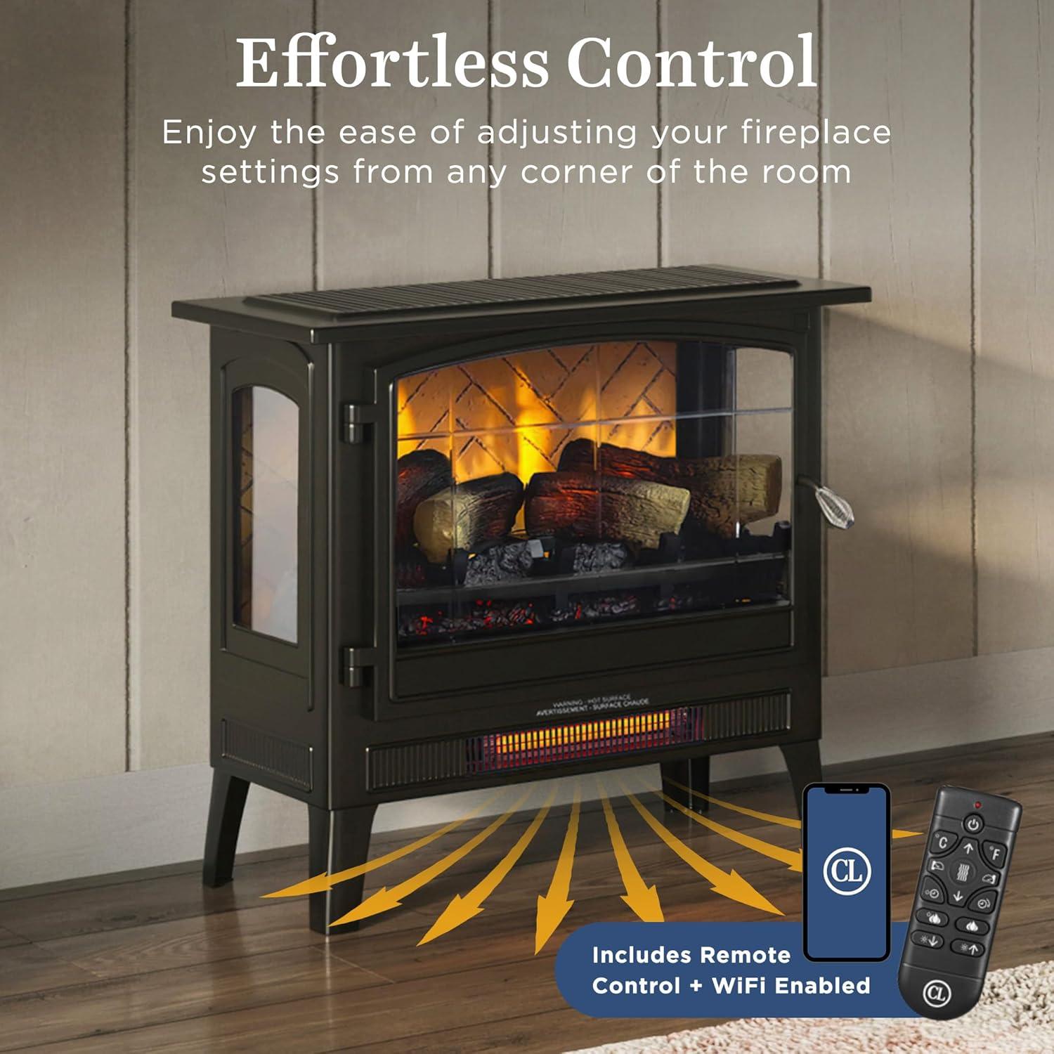 Country Living Smart Infrared Electric Fireplace Stove Heater, Alexa and Google Home Compatible