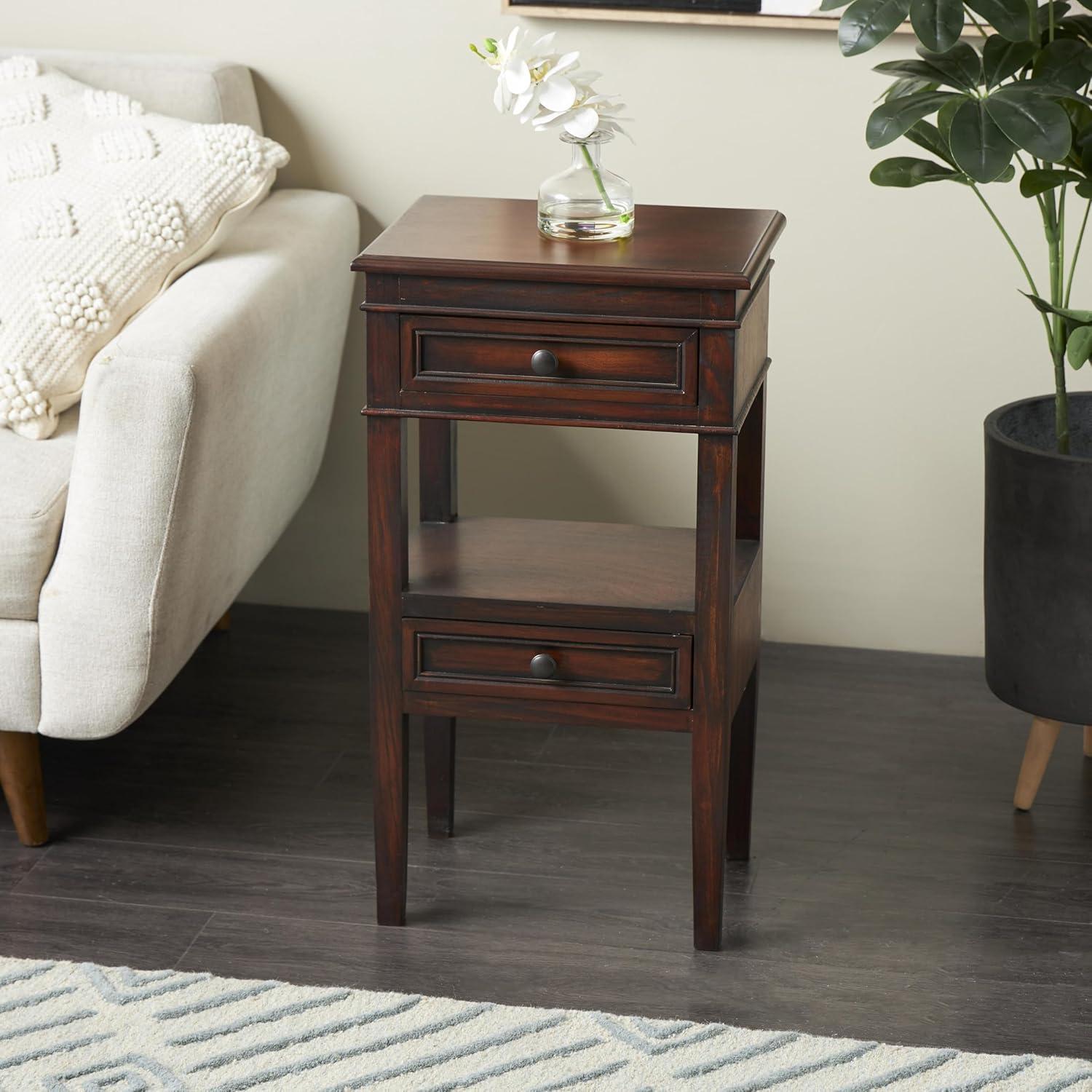 Distressed Wooden Side Table with Drawers - Olivia & May