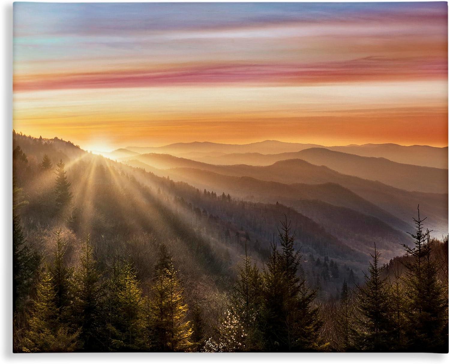 Sunrise Over Mountain Forest Skyline Canvas Wall Art