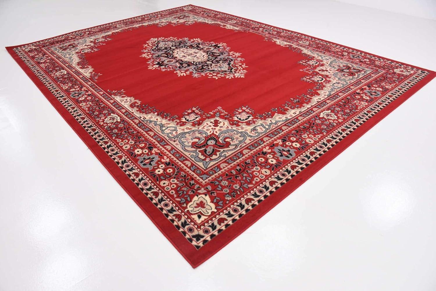 Rugs.com Amaya Collection Rug – 10' x 13' Red Medium Rug Perfect For Living Rooms, Large Dining Rooms, Open Floorplans