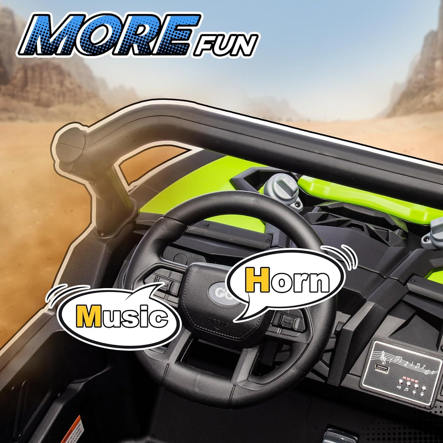 Qaba 24V 7AH Ride on Car, 2 Seater 4MPH Ride on UTV Battery Powered Toy Car