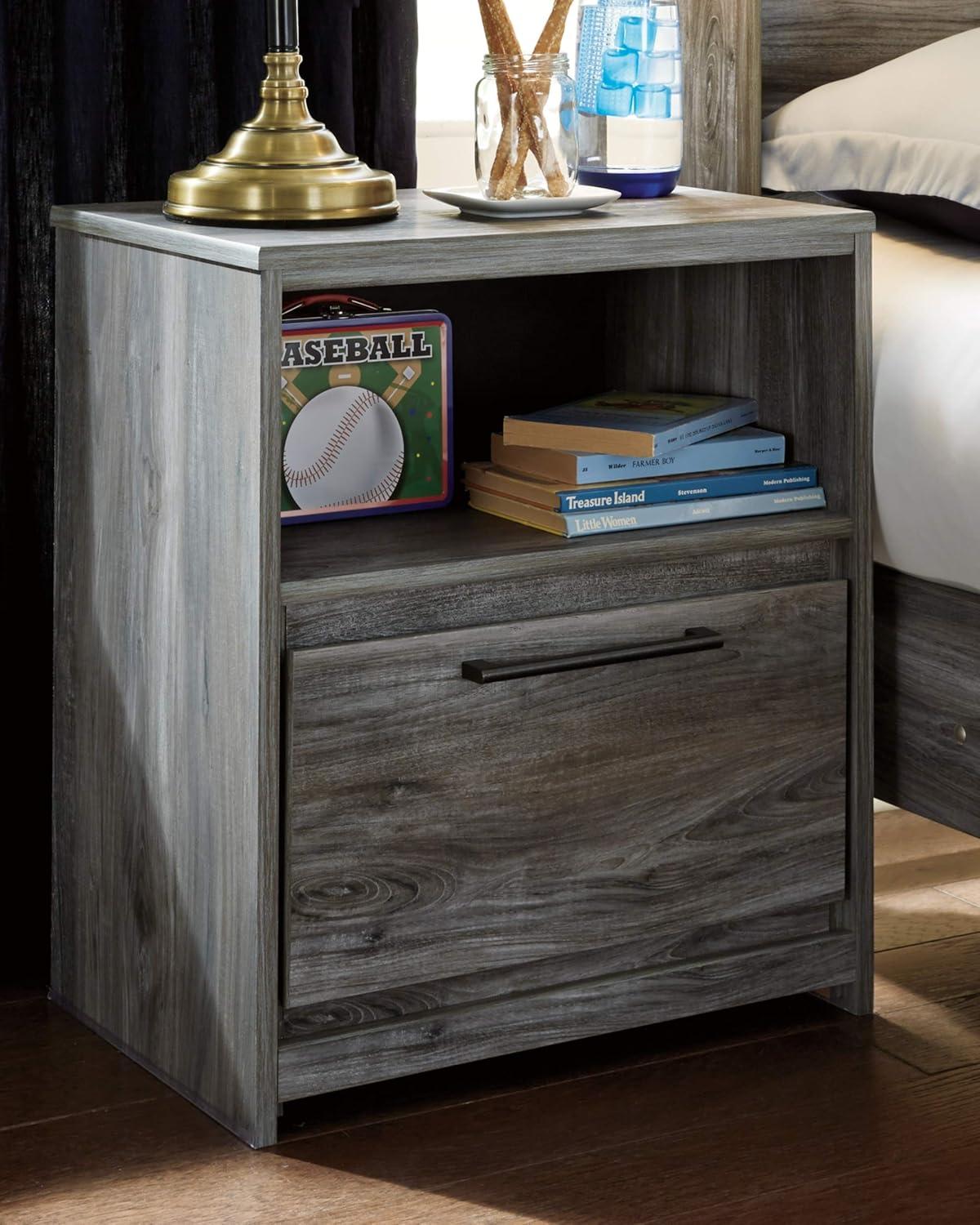 Baystorm Nightstand Gray - Signature Design by Ashley: Bedroom Table with Storage & USB Port