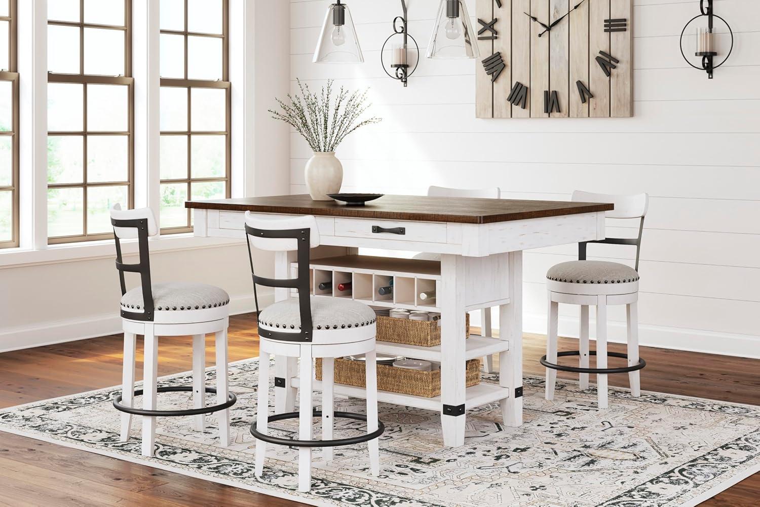 Signature Design by Ashley Valebeck Upholstered Swivel Counter Height Barstool White: Kitchen & Dining Furniture, Curved Back