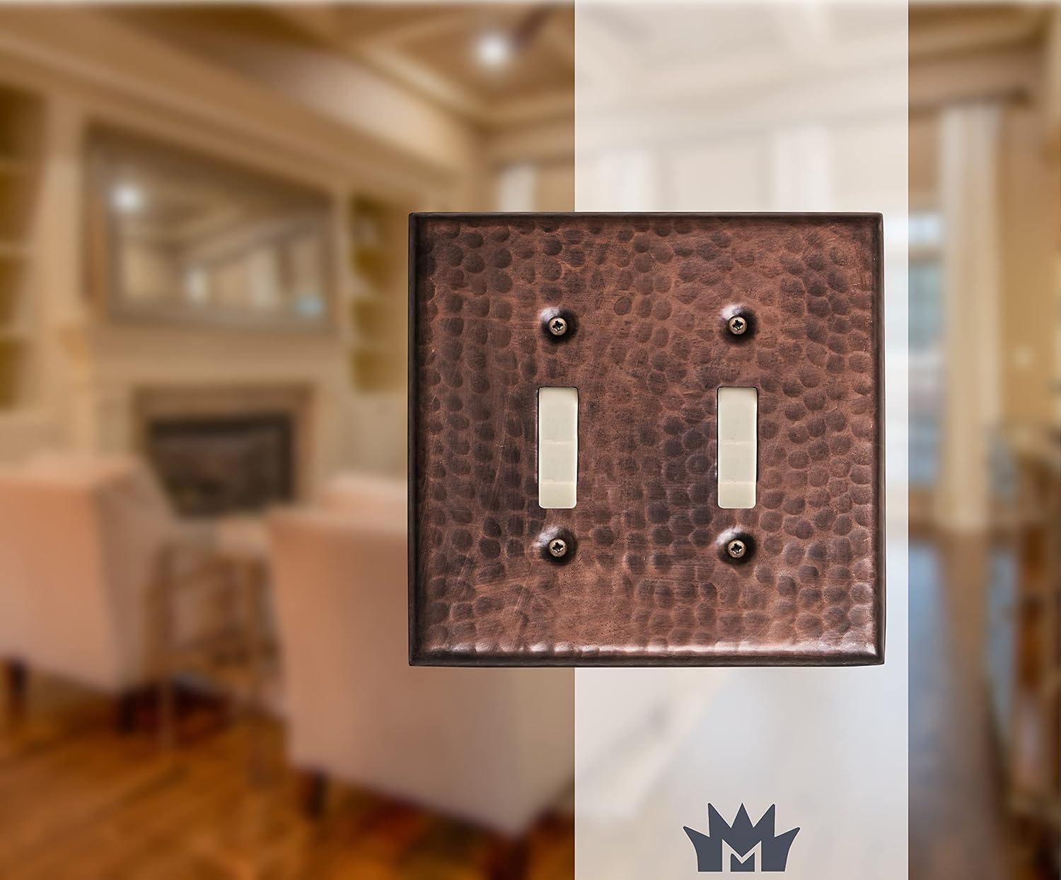 Hand Hammered 2 - Gang Toggle Light Switch Standard Wall Plate