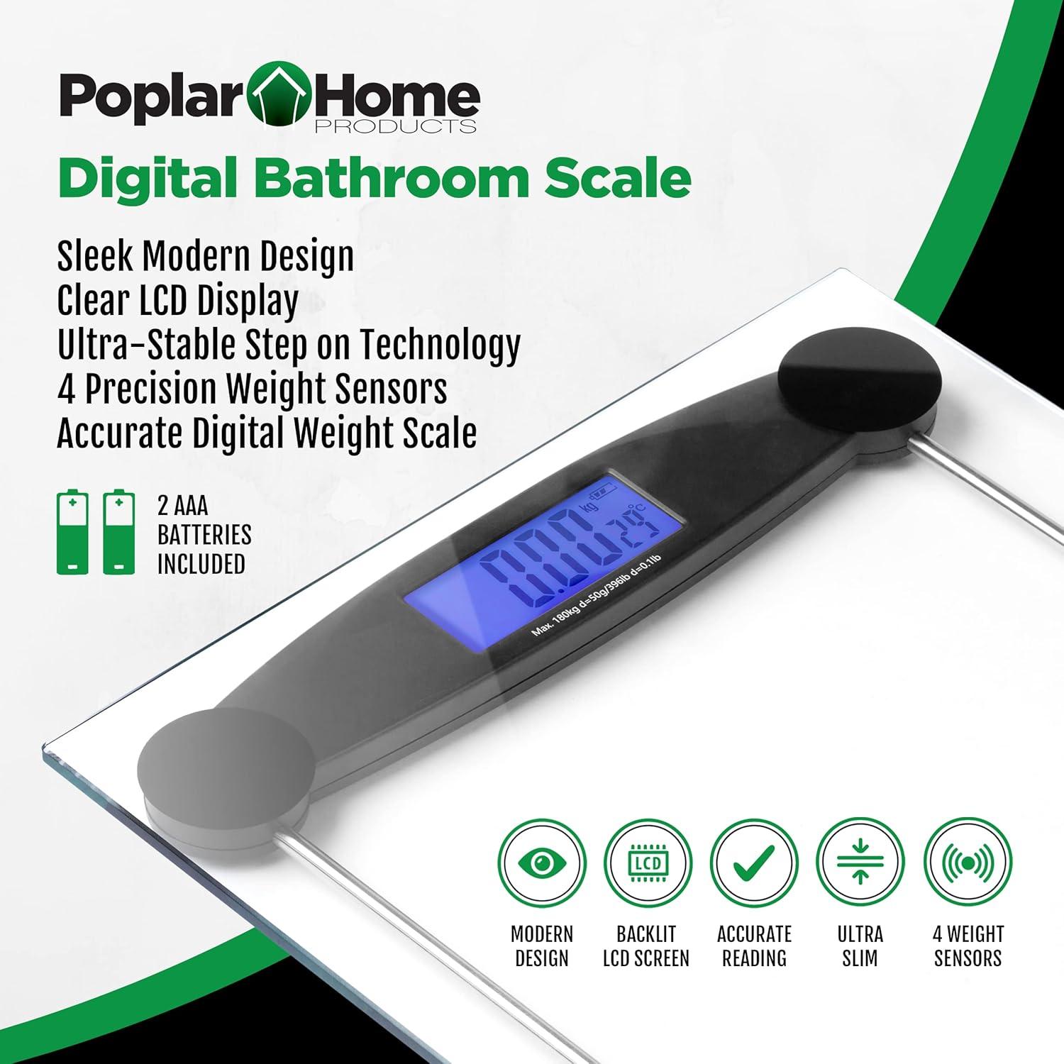 Prominence Home Ultra Thin, Clear Glass Scale With Easy To Read LCD Display - Auto Step On
