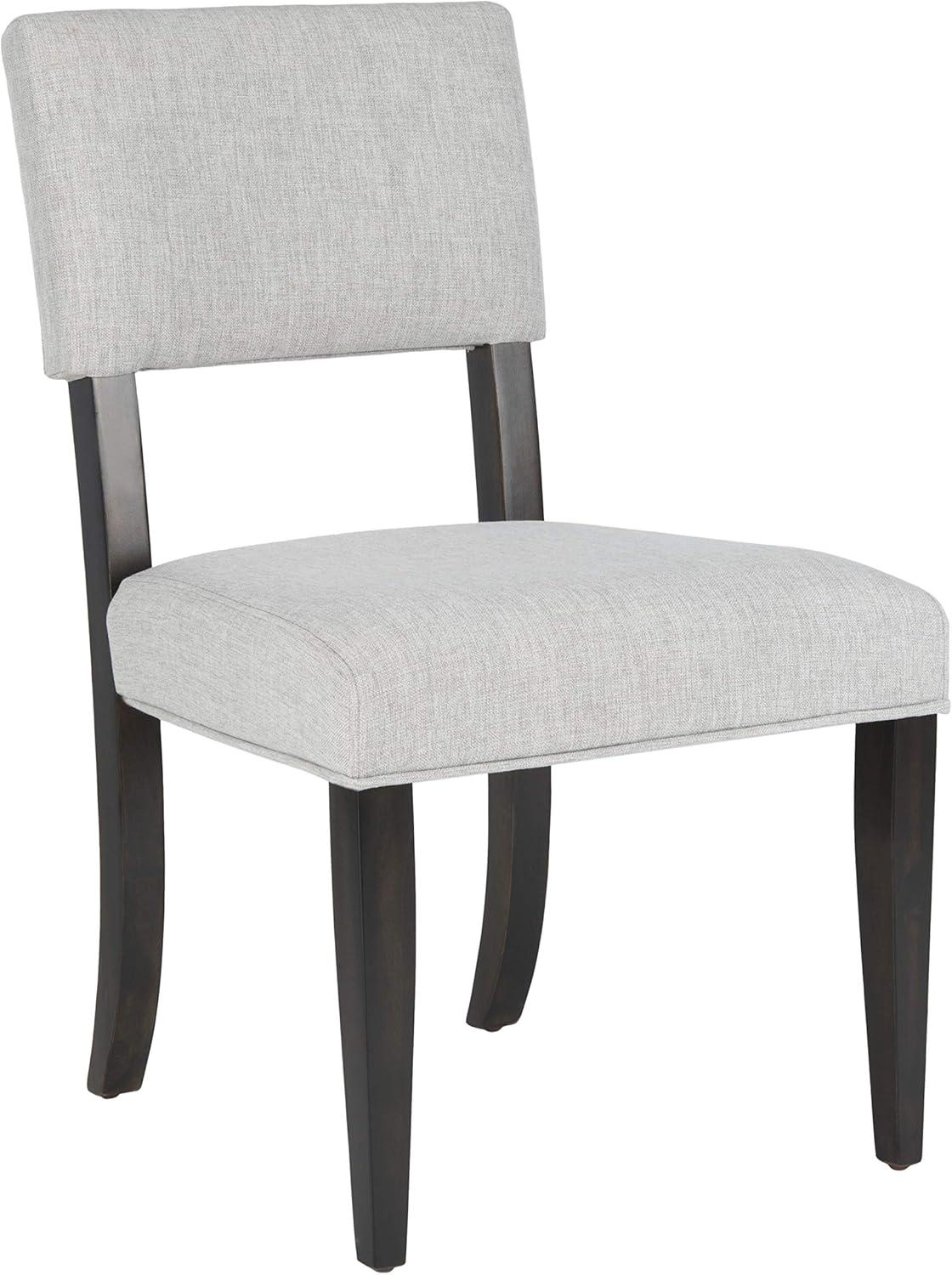 Luis High Back Black Wood Side Chair with Linen Upholstery