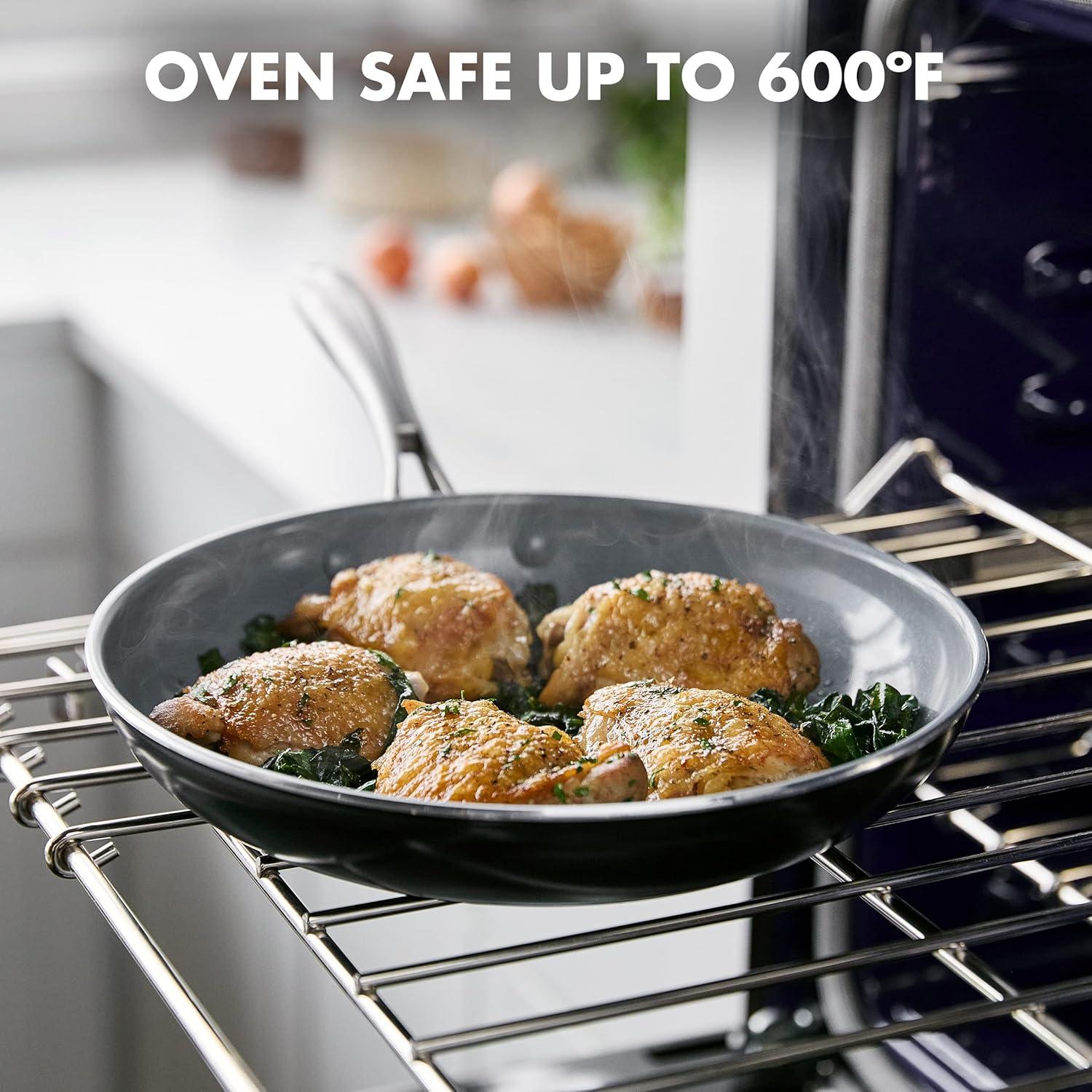 GreenPan Swift Healthy Ceramic Nonstick, 8" and 10" Frying Pan Skillet Set, Stainless Steel Handles, , Dishwasher Safe, Oven Safe, Black