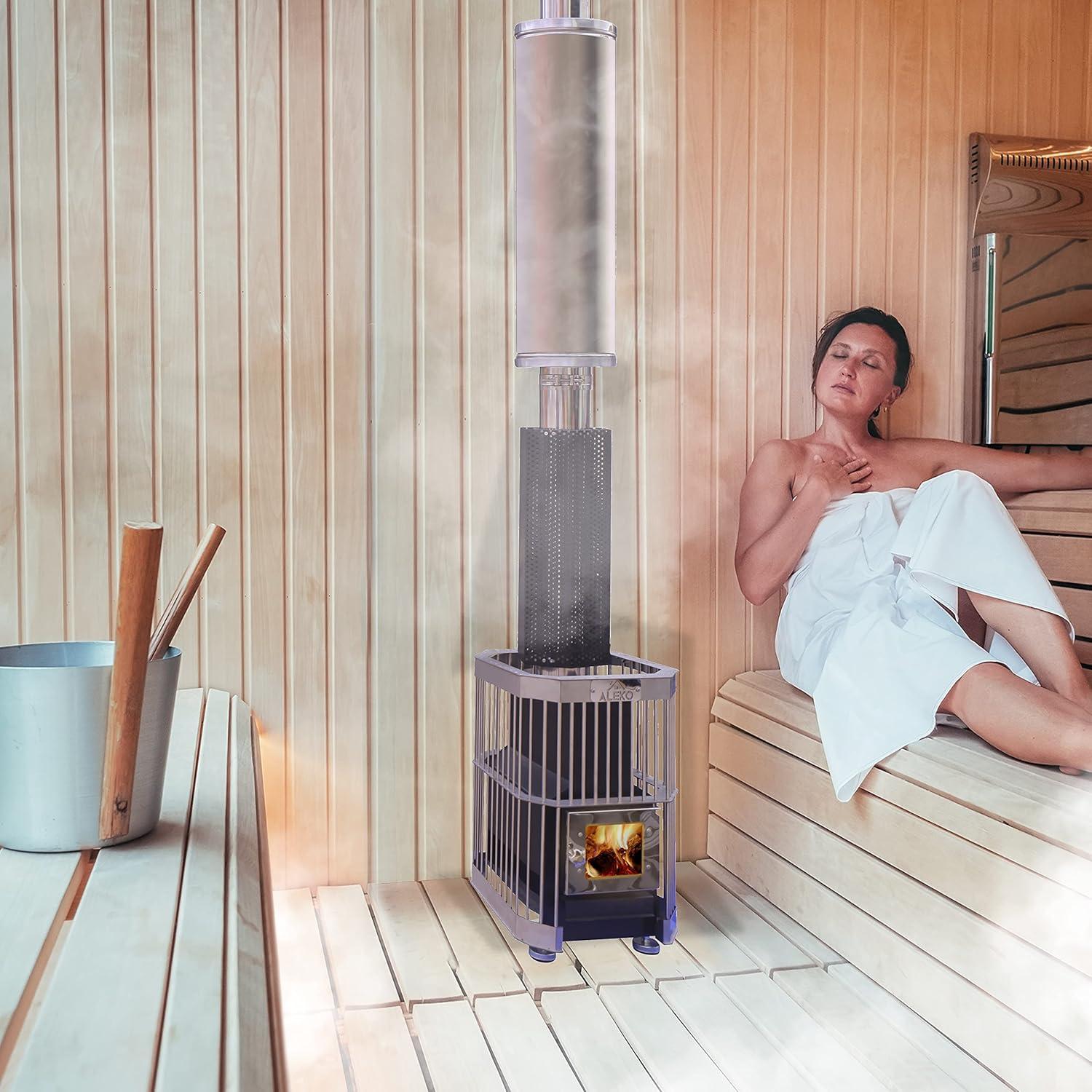 ALEKO Stainless Steel Wood Burning Sauna Heater with Chimney Kit