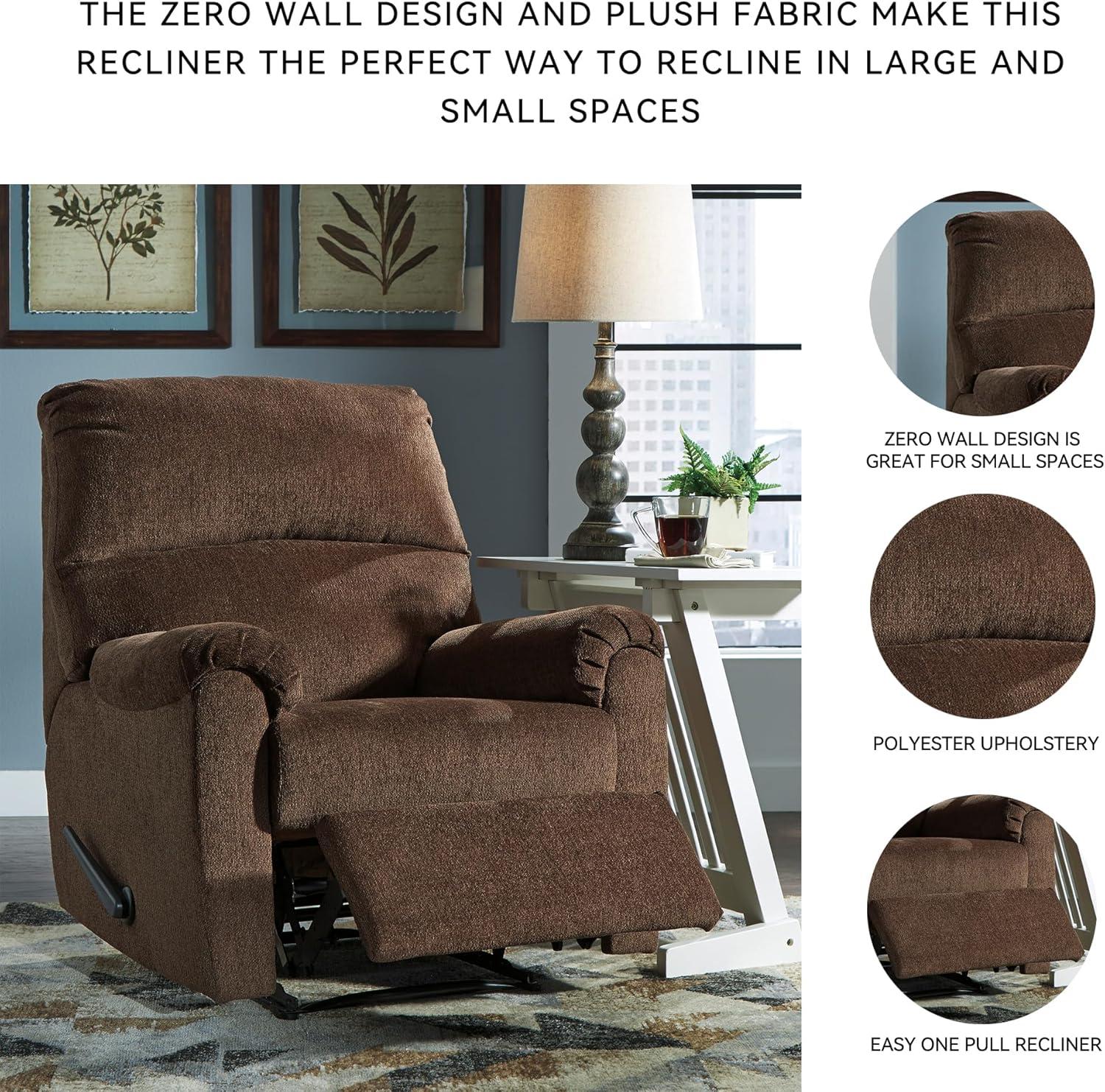 Chocolate Brown Polyester Contemporary Recliner