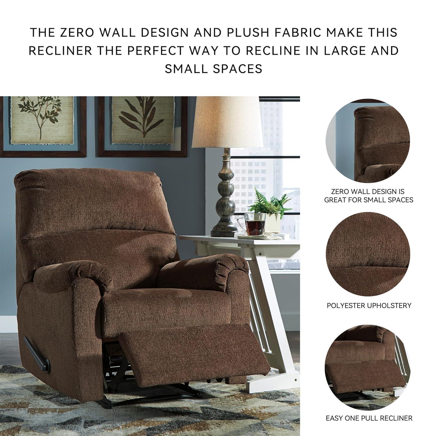Chocolate Brown Polyester Contemporary Recliner
